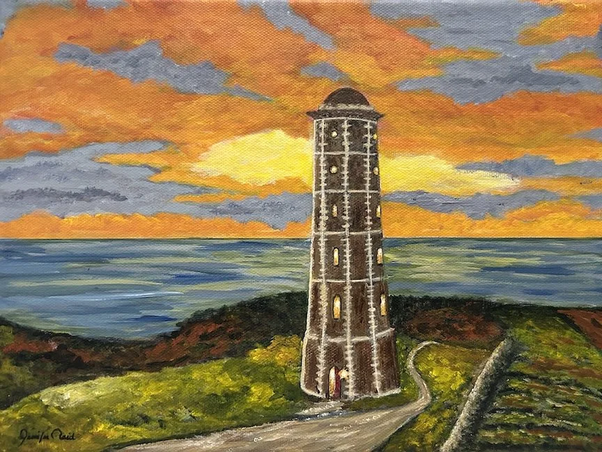 Sunrise at the Original Wicklow Head Lighthouse.JPG