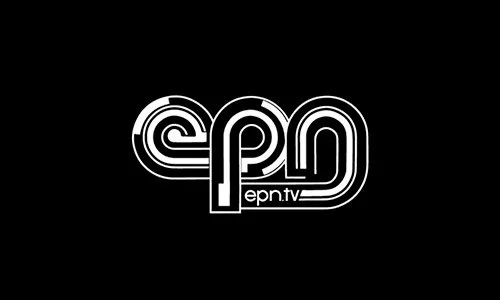 Logo with the text 'epn.tv' in stylized, white, overlapping letters on a black background.