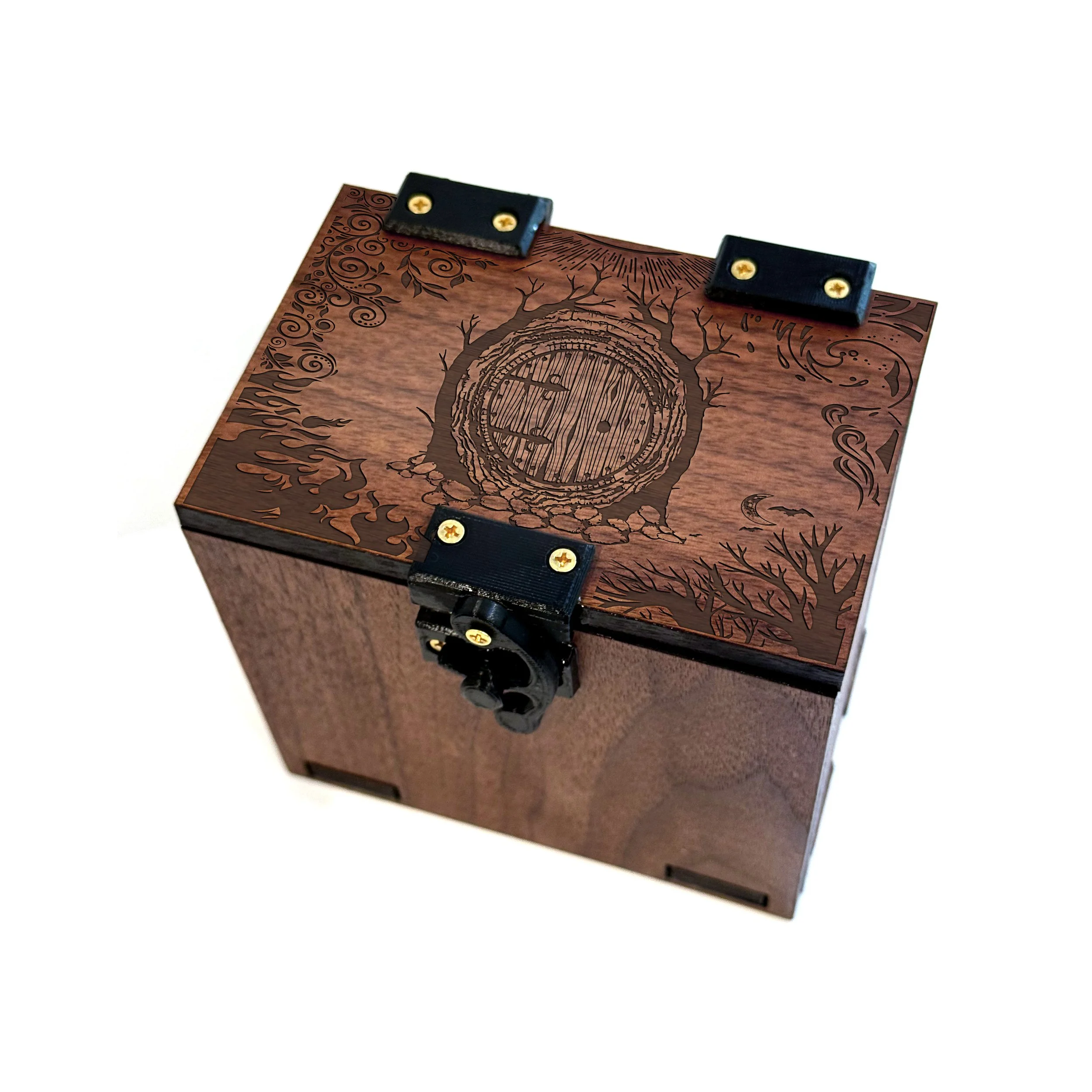 MTG Deck Box LOTR: 100+ Cards, Dice Tray, Commander EDH, Handmade Walnut Wood, Shire Theme