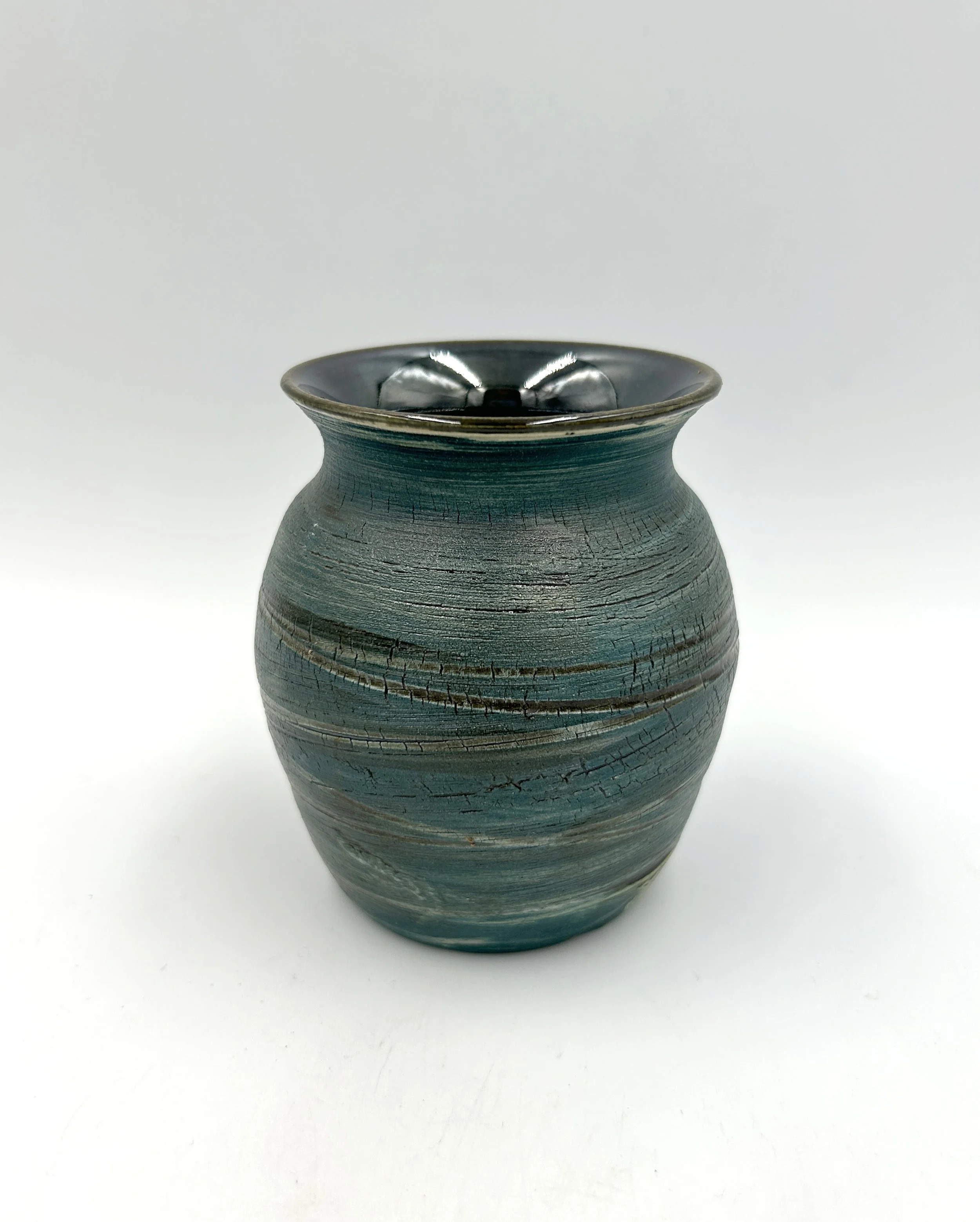 Crackle Lustre Vase Dark Green 2.jpg