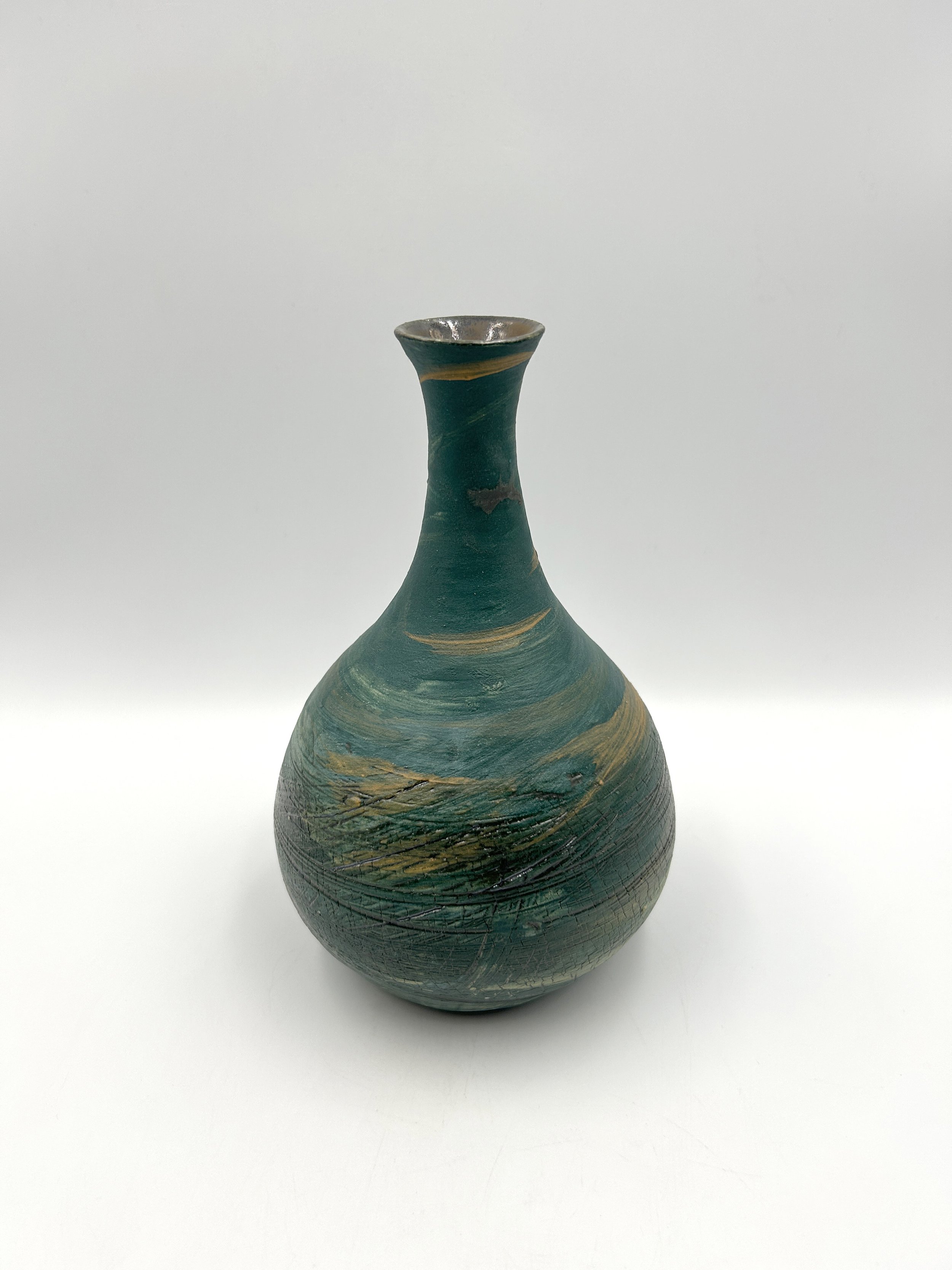 Deep Teal Crackle Lustre Vase 1.jpg