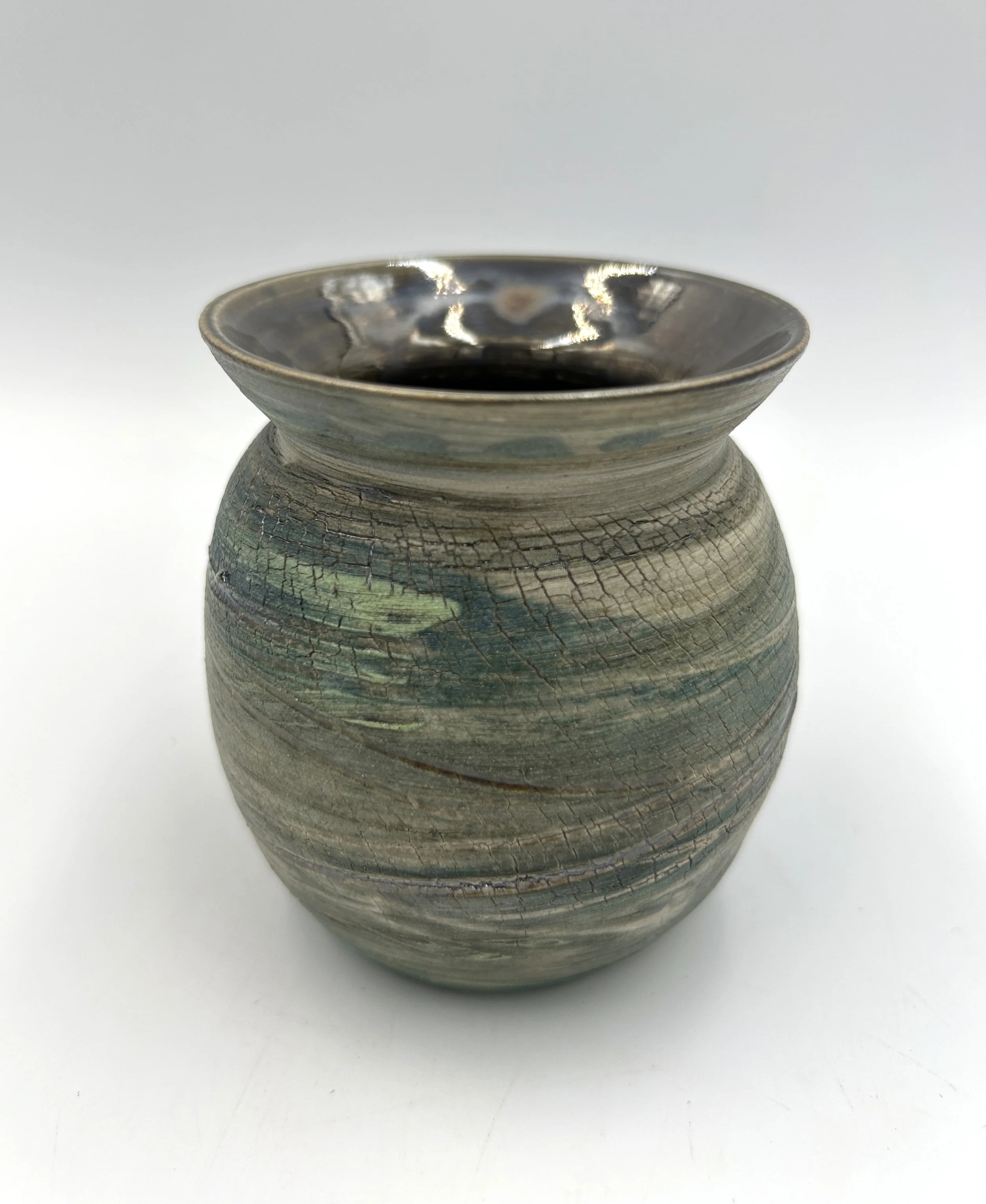 Crackle Lustre Vase White Dark Green 4.jpg