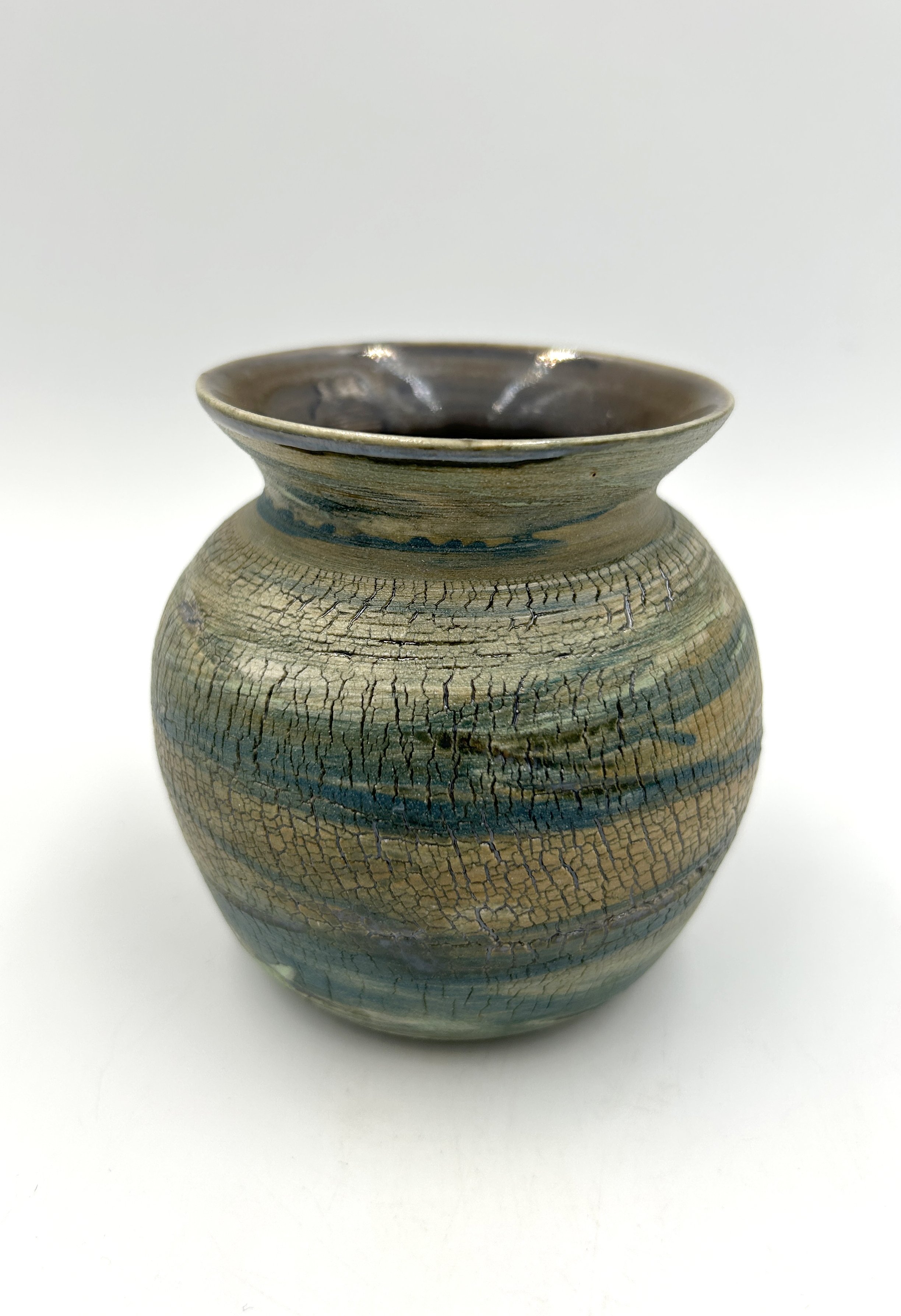 Crackle Lustre Vase Green Tan 2.jpg