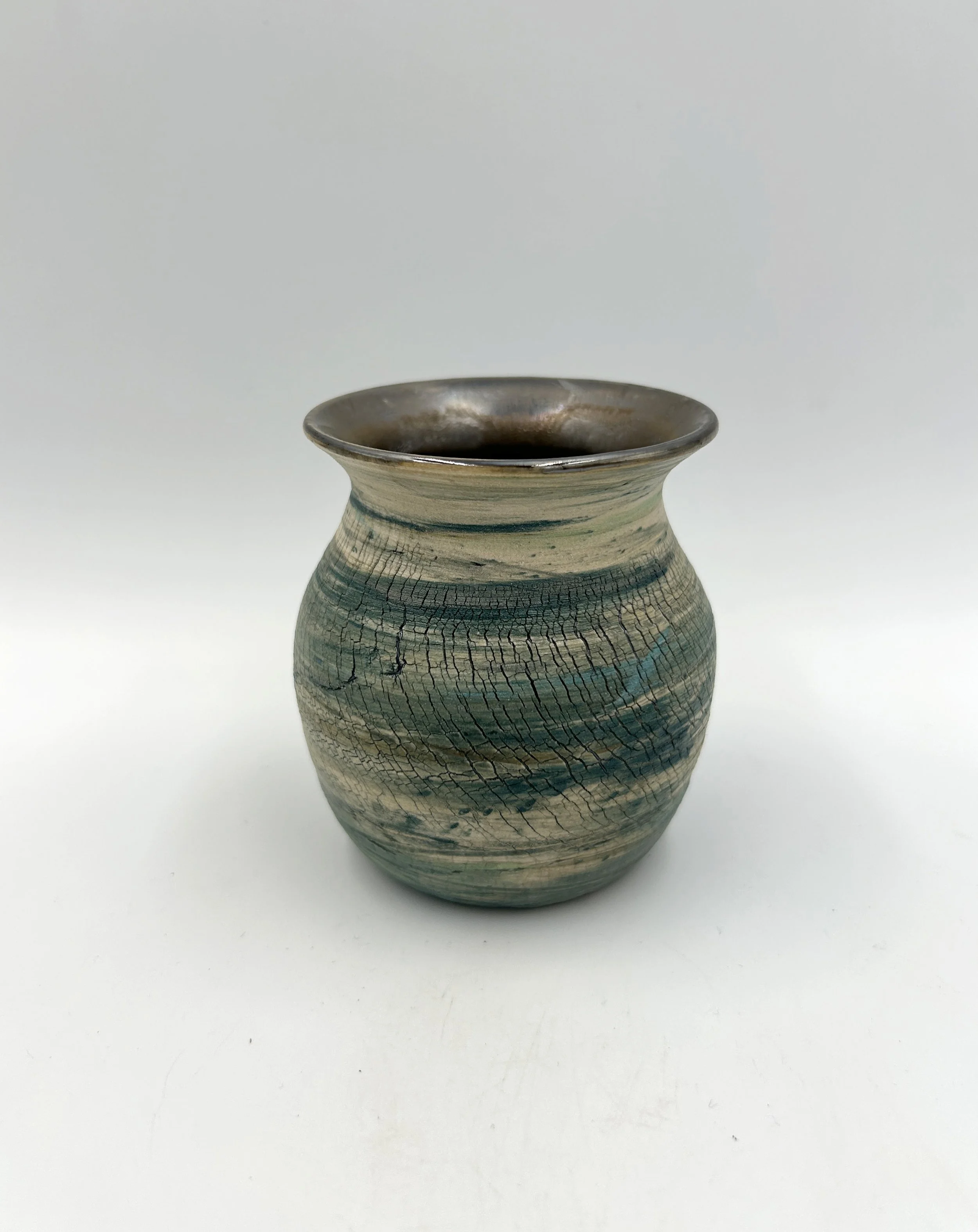 Crackle Lustre Vase White Dark Green 4.jpg