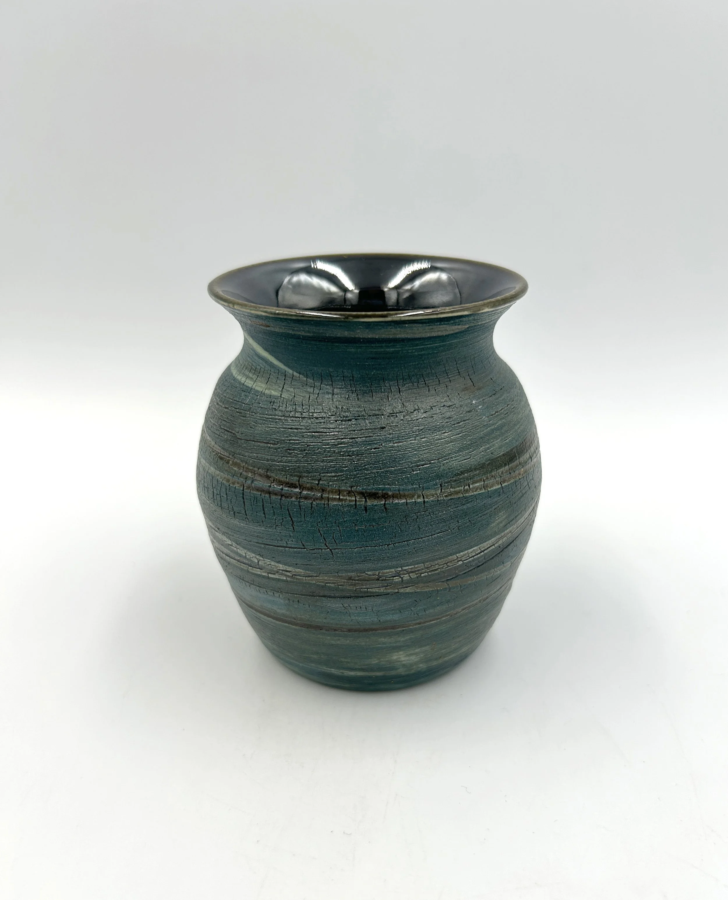 Crackle Lustre Vase Dark Green 1.jpg