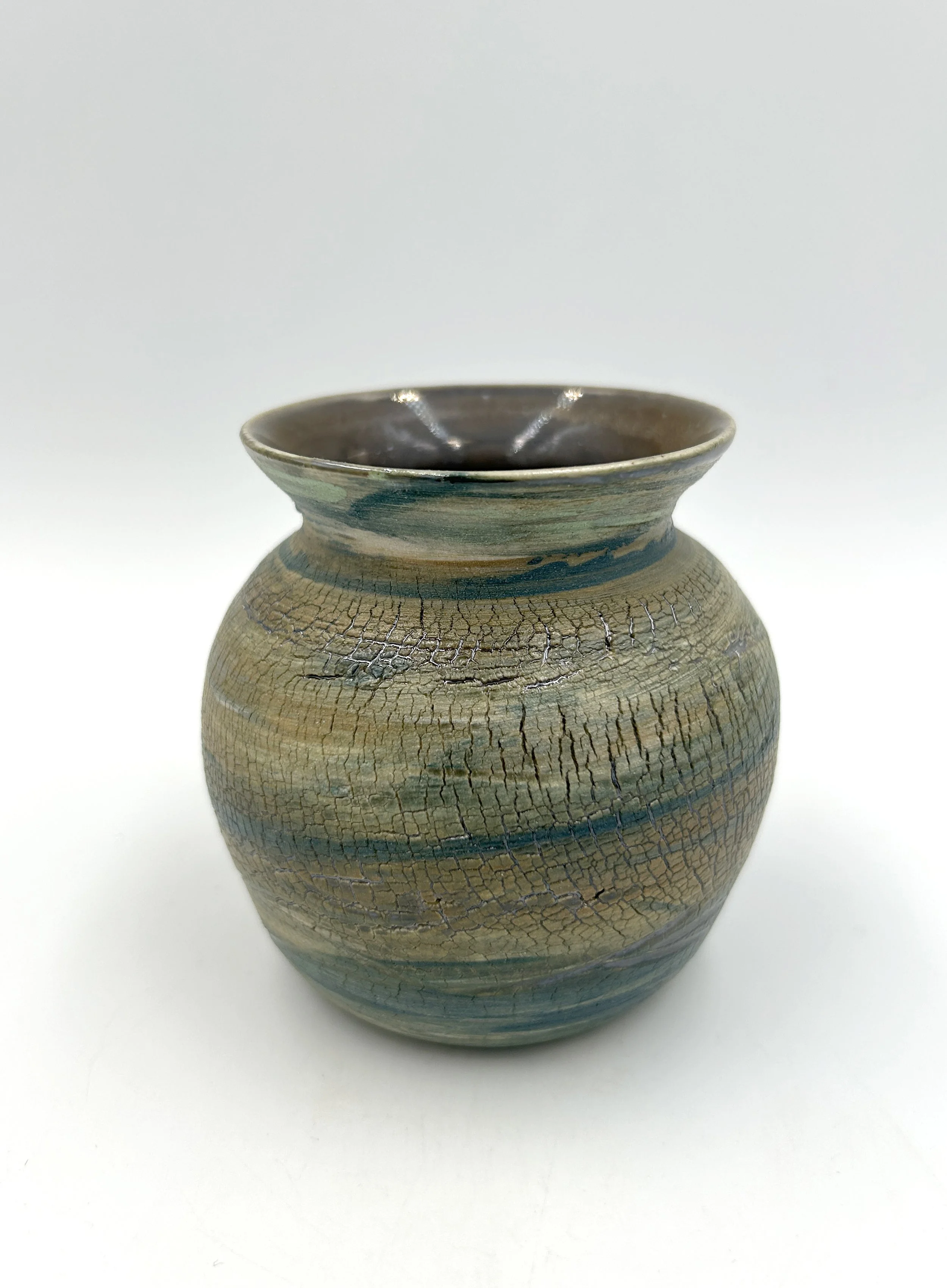 Crackle Lustre Vase Green Tan 3.jpg