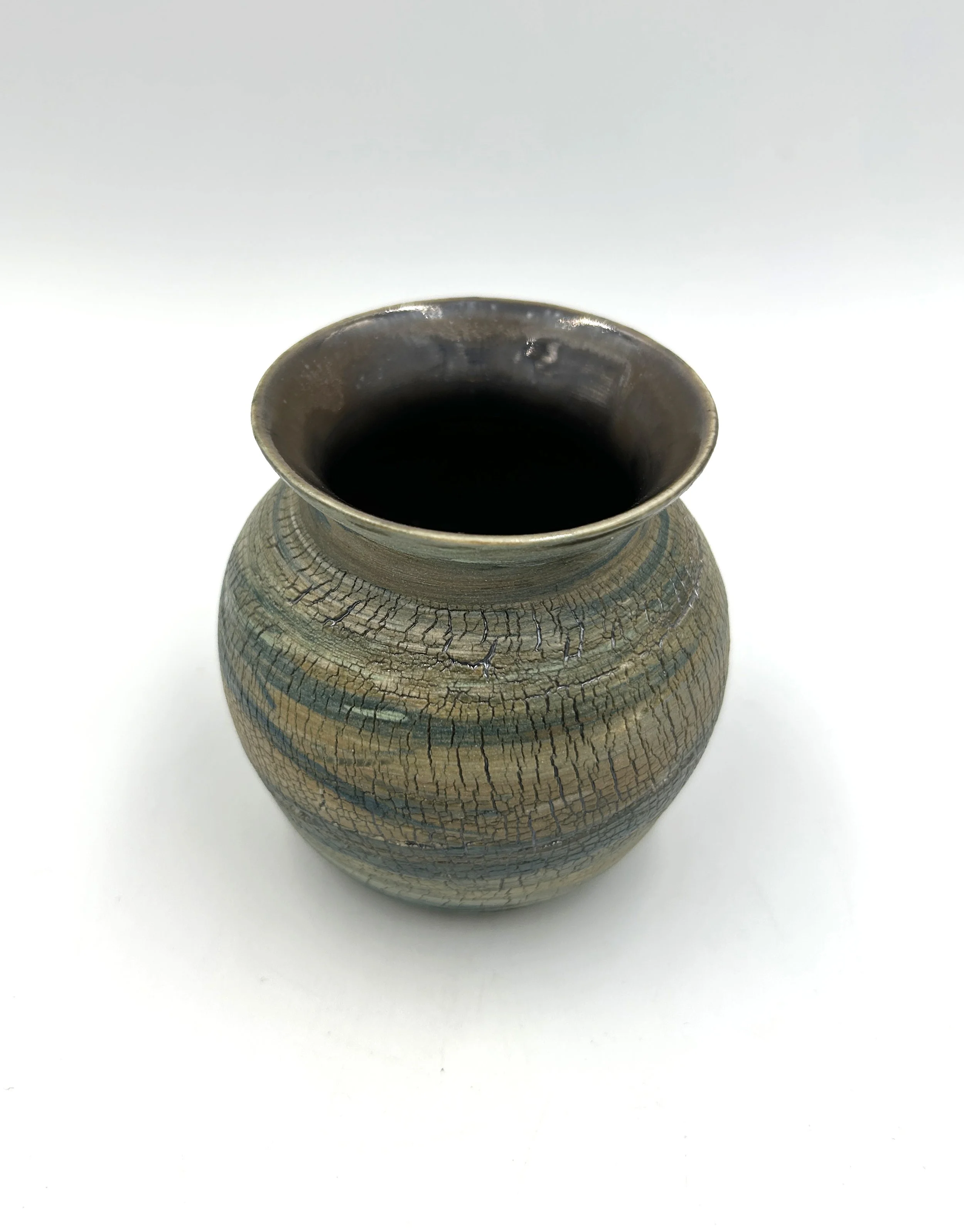 Crackle Lustre Vase Green Tan 5.jpg
