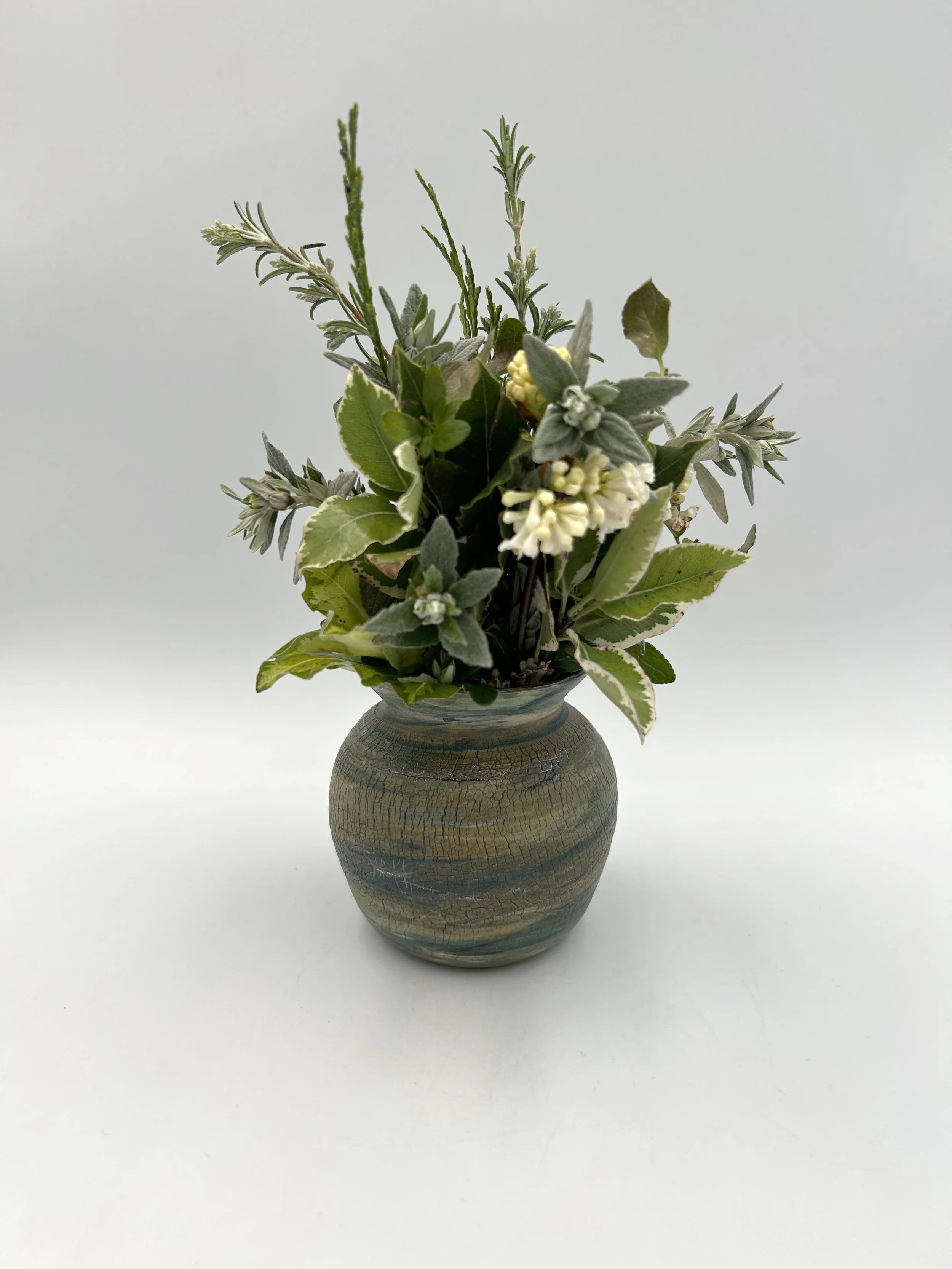 Crackle Lustre Vase Green Tan 1.jpg