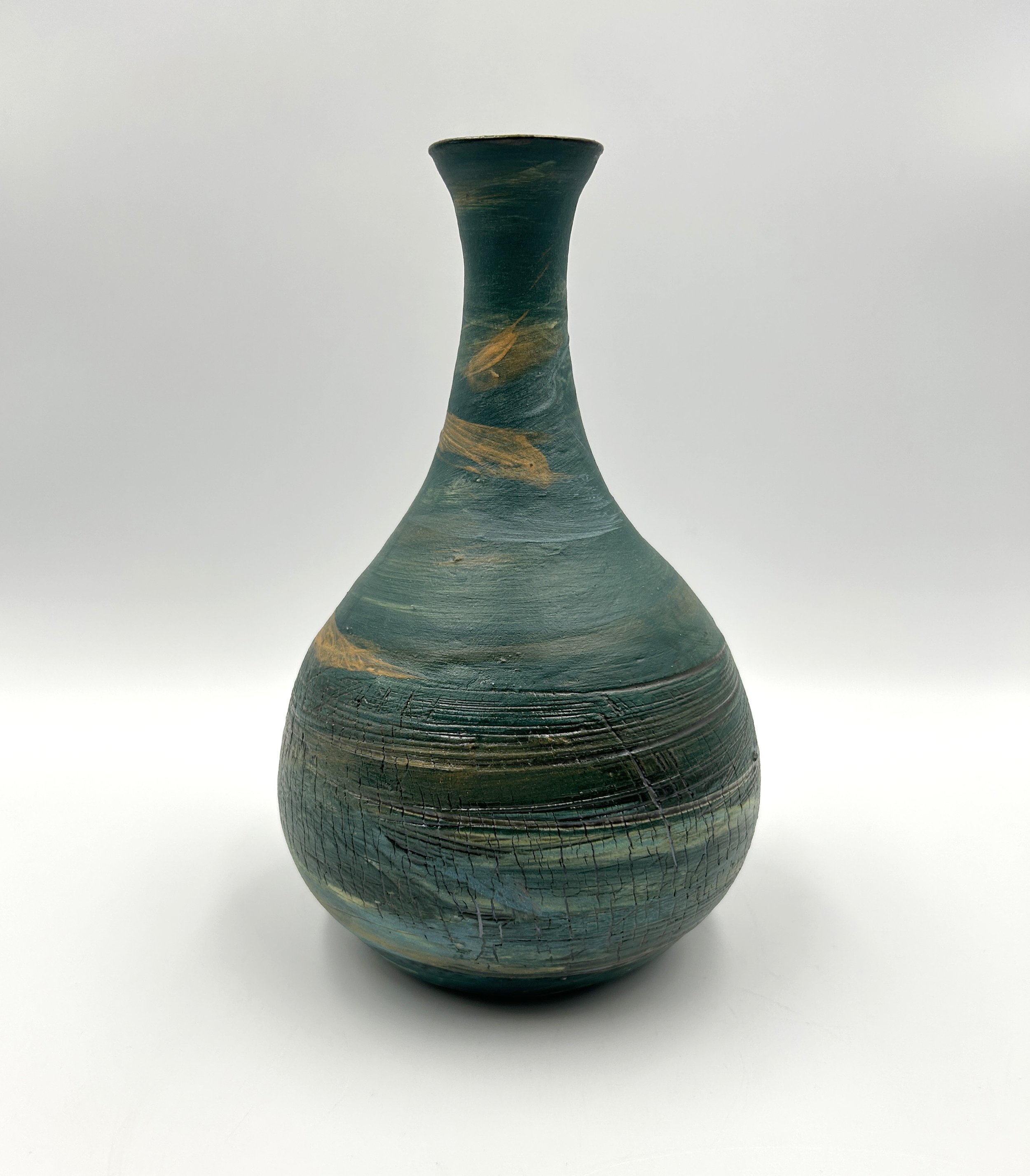 Deep Teal Crackle Lustre Vase 2.jpg