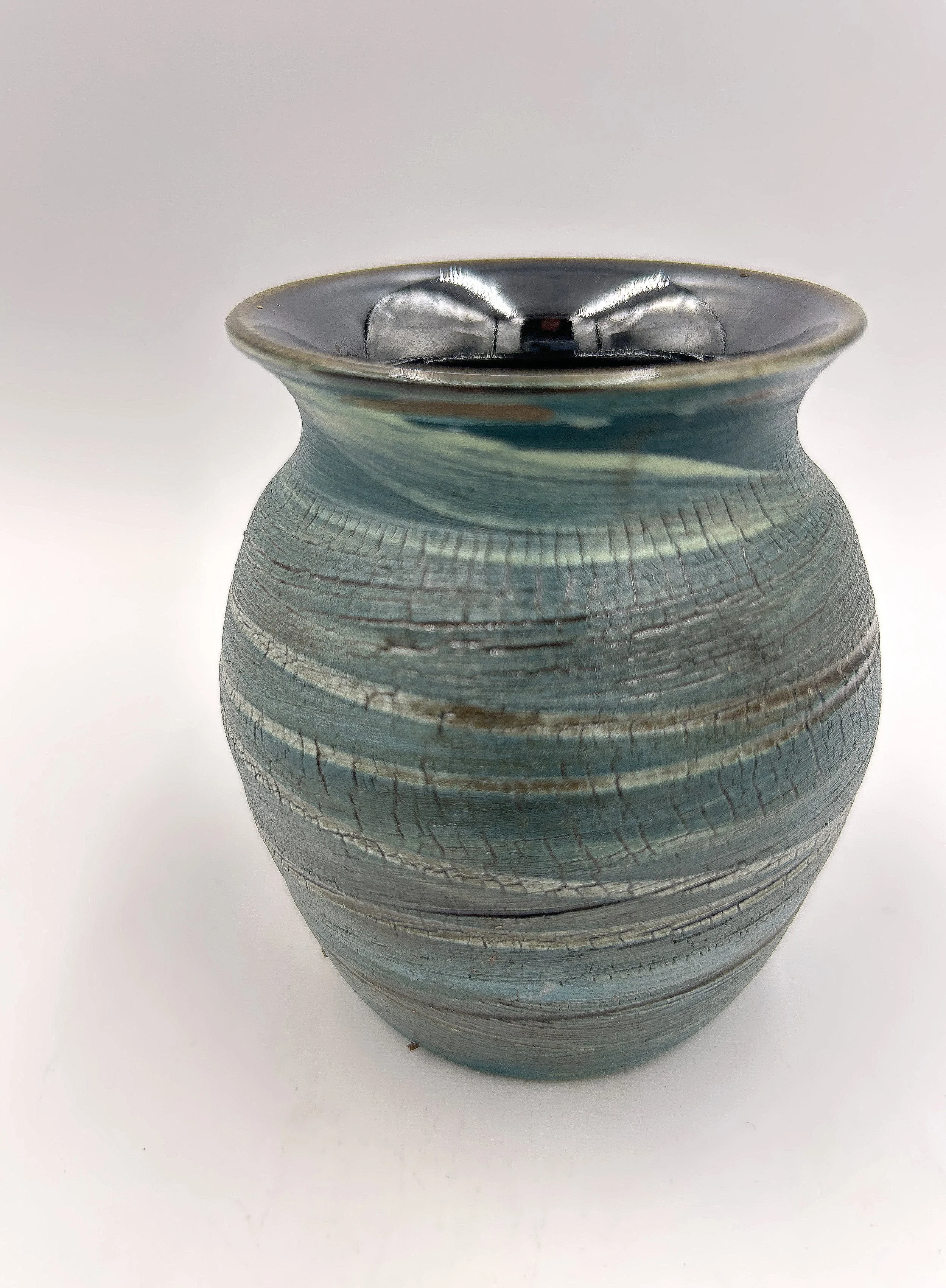 Crackle Lustre Vase Dark Green 5.jpg