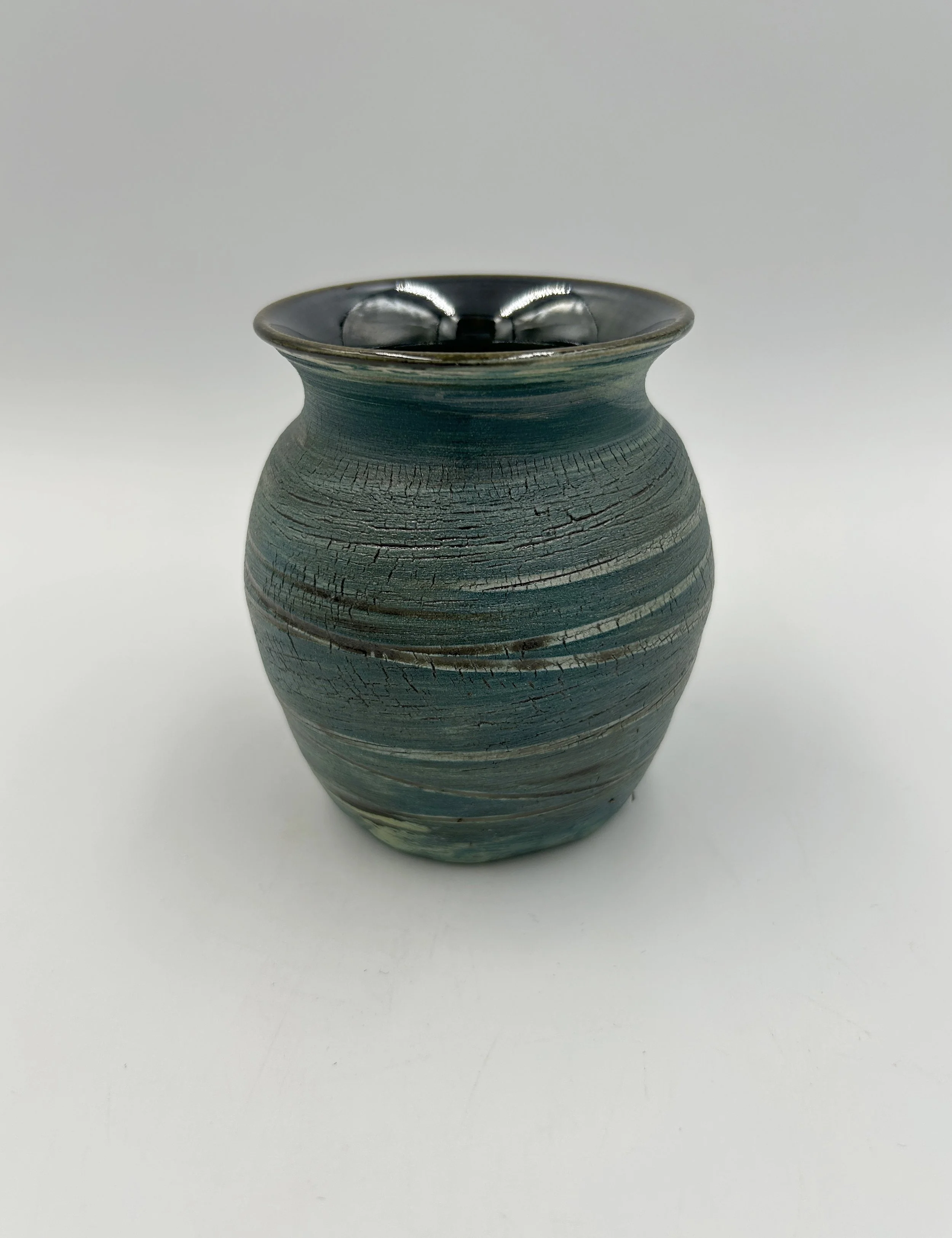 Crackle Lustre Vase Dark Green 4.jpg