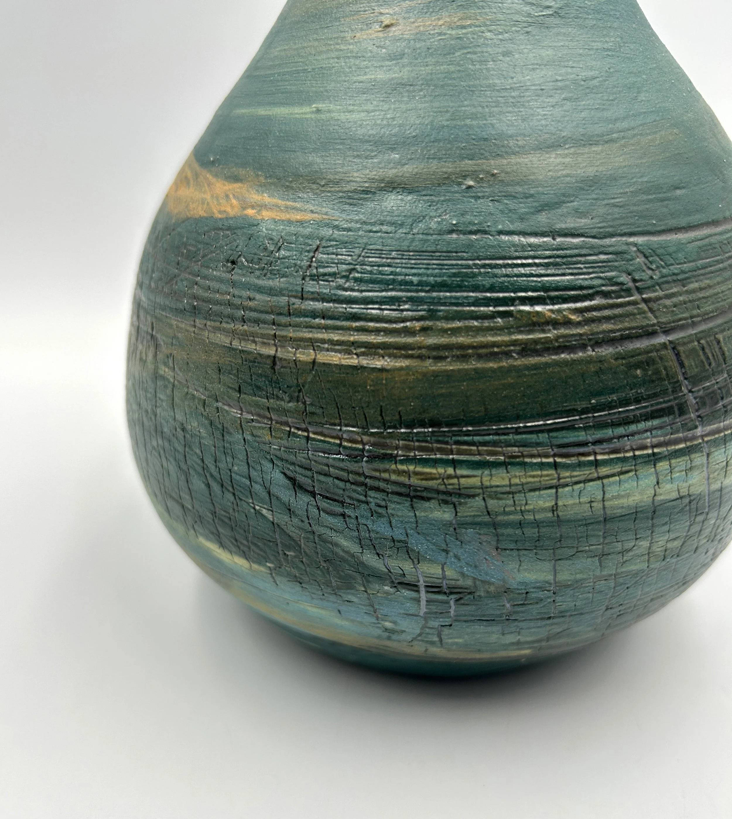 Deep Teal Crackle Lustre Vase 4.jpg