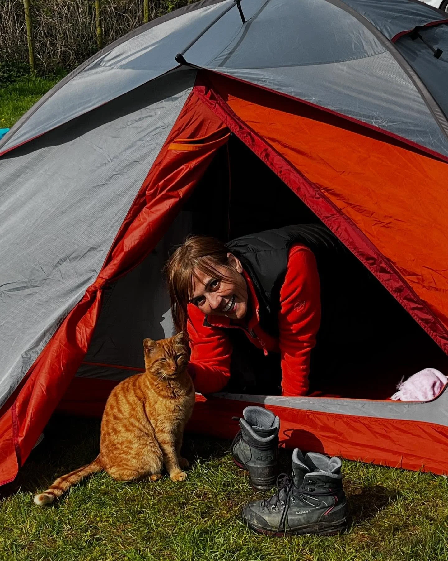 We adopted a furry friend during our weekend in Pembroke, the campsite cat, who we named &lsquo;Mr Cheeks&rsquo; due to his irrepressible nature &amp; cheeky antics. He hung around our tents day &amp; night, and even tried to stowaway in one of our c