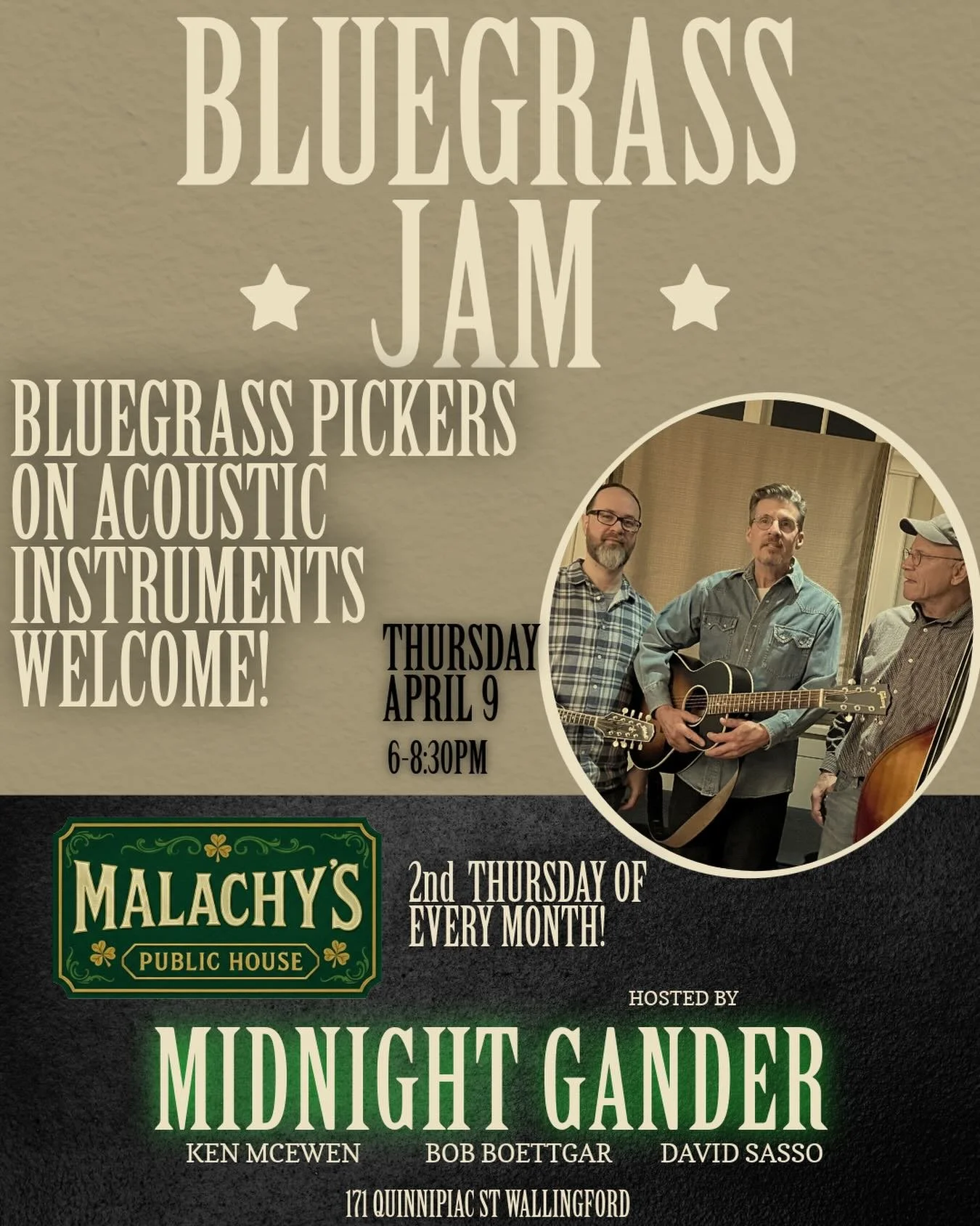 Come experience the drive of a porch pickin&rsquo; bluegrass session right in your local pub &amp; raise a glass to bluegrass! We&rsquo;ve got the spirits if you&rsquo;ve got the rhythm 🪕🎻🥃🍷