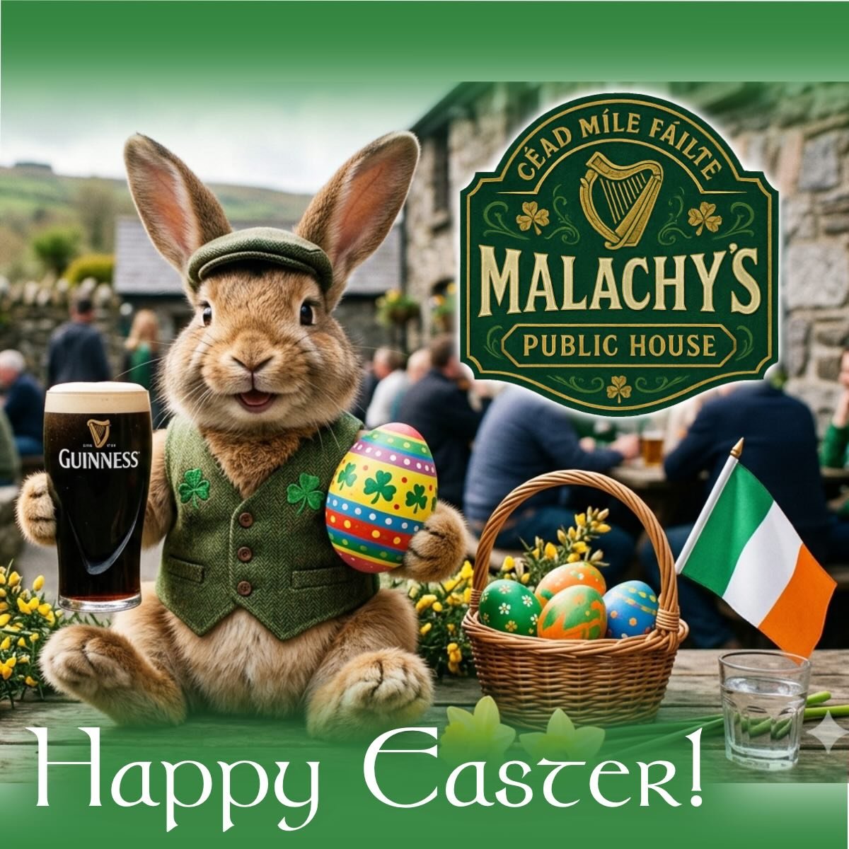 Happy Easter! We are open regular hours, the Guinness is flowing! Sl&aacute;inte! ☘️🪉🍻 

Beannachta&iacute; na C&aacute;sca 🌷