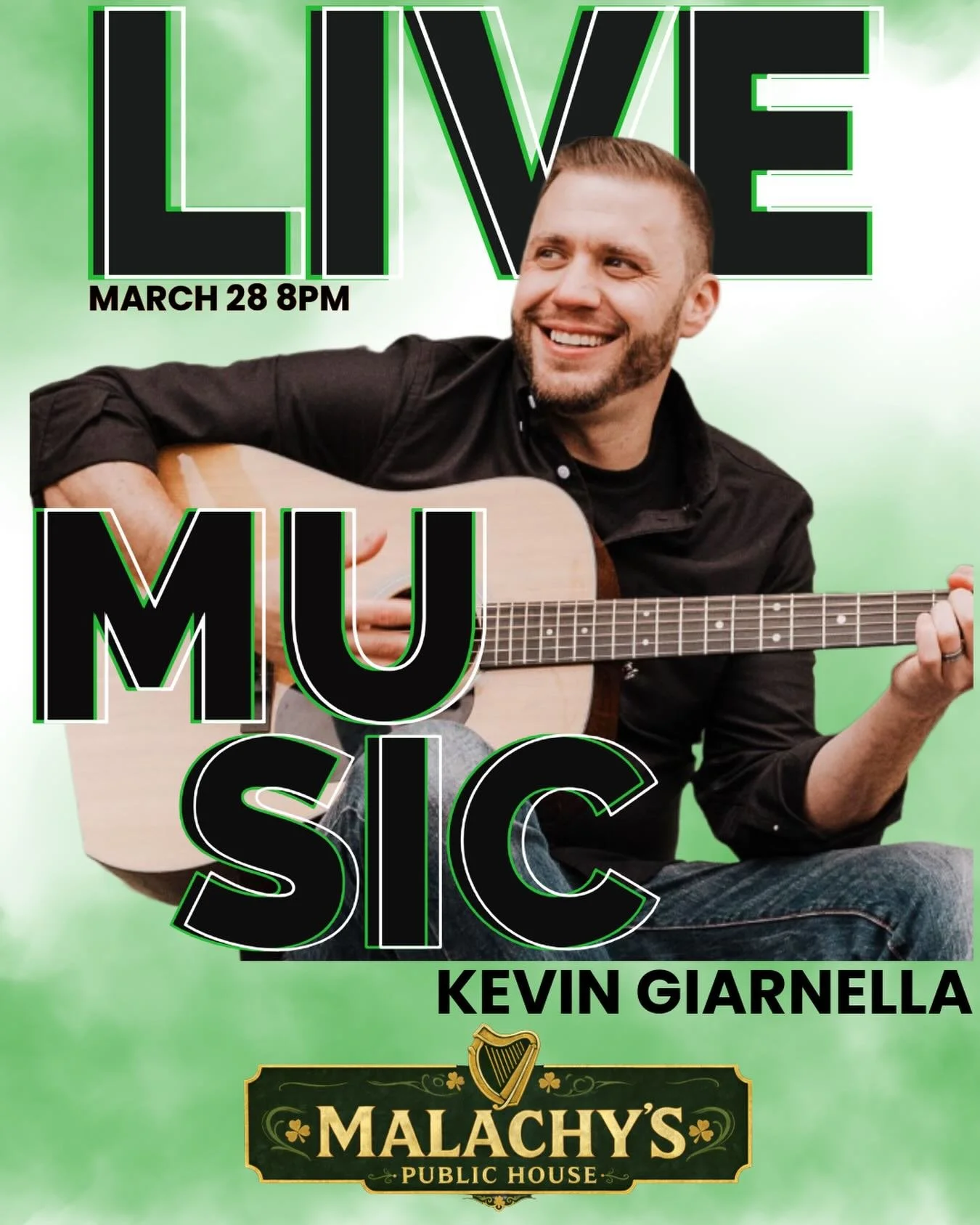 Nothing beats a Saturday night at Malachy&rsquo;s. 🍻 Catch @acoustic_kg live tonight starting at 8 PM. Great music, great company, and plenty of Irish hospitality. 🍀
Who&rsquo;s coming for a round? 👇