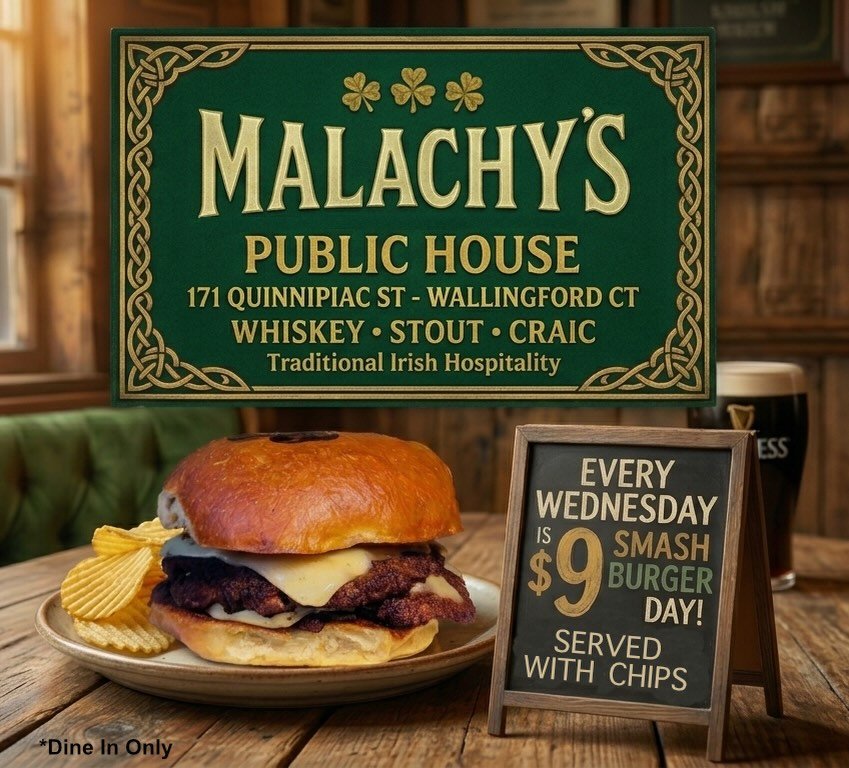 NEW TO WEDNESDAYS! Rashon&rsquo;s famous double smash burger is here to save your mid-week slump! Juicy, cheesy, and served with crispy wavy chips 🍔🤤 for only $9! Born ready to be paired with a cold pint! 🍺