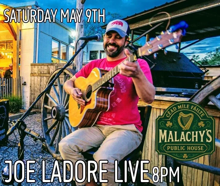 LIVE this Saturday! Joe LaDore at 8PM! Fight off the rain with your best singing voice and dance moves! 🎤🍻🇮🇪