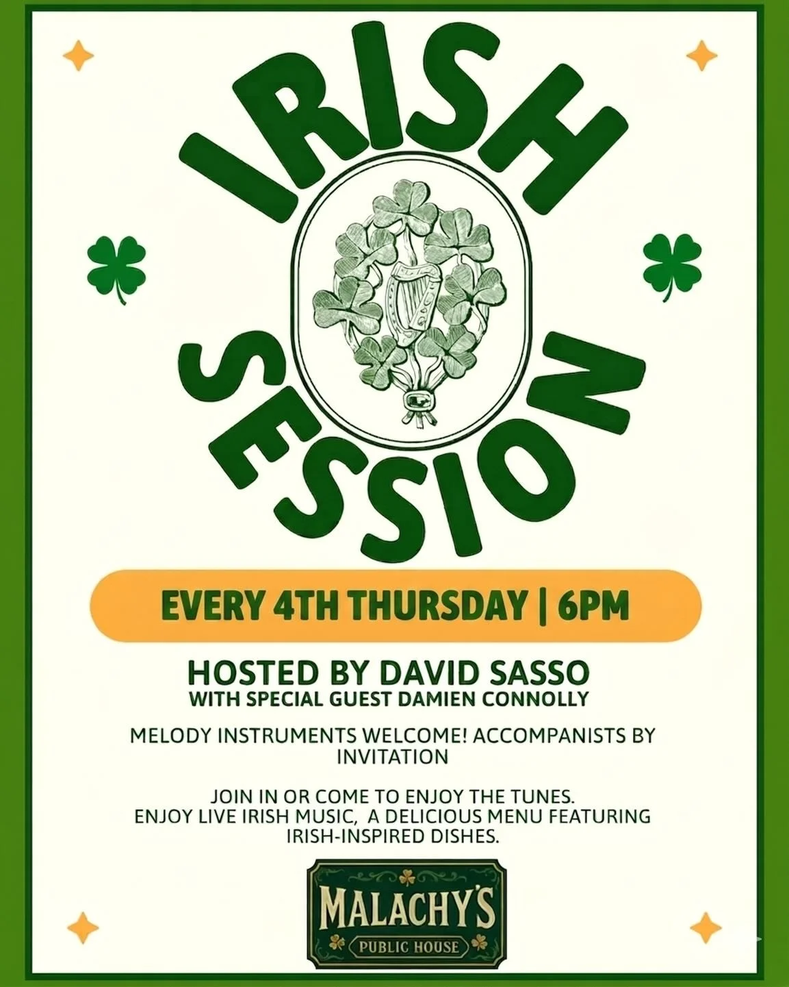 We&rsquo;re back for another 4th Thursday brought to you by @davidsasso and Damien Connolly! Bring your pipes your flutes your strings and your thirst! 🍺🪉🙌🎤