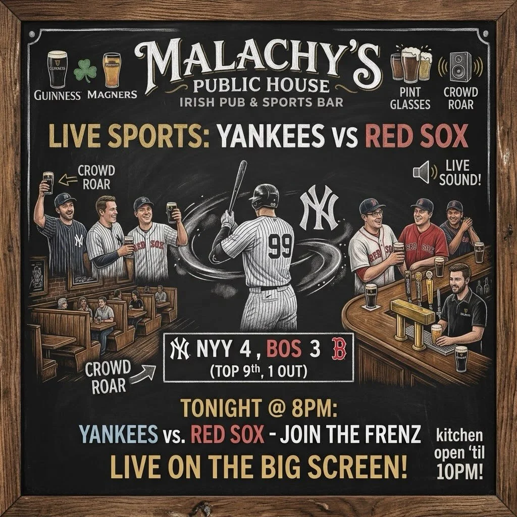 Sox Yankees TONIGHT at 8! Sound on at the bar and on the big screen! kitchen &lsquo;til 10 ⚾️🧢🏟️