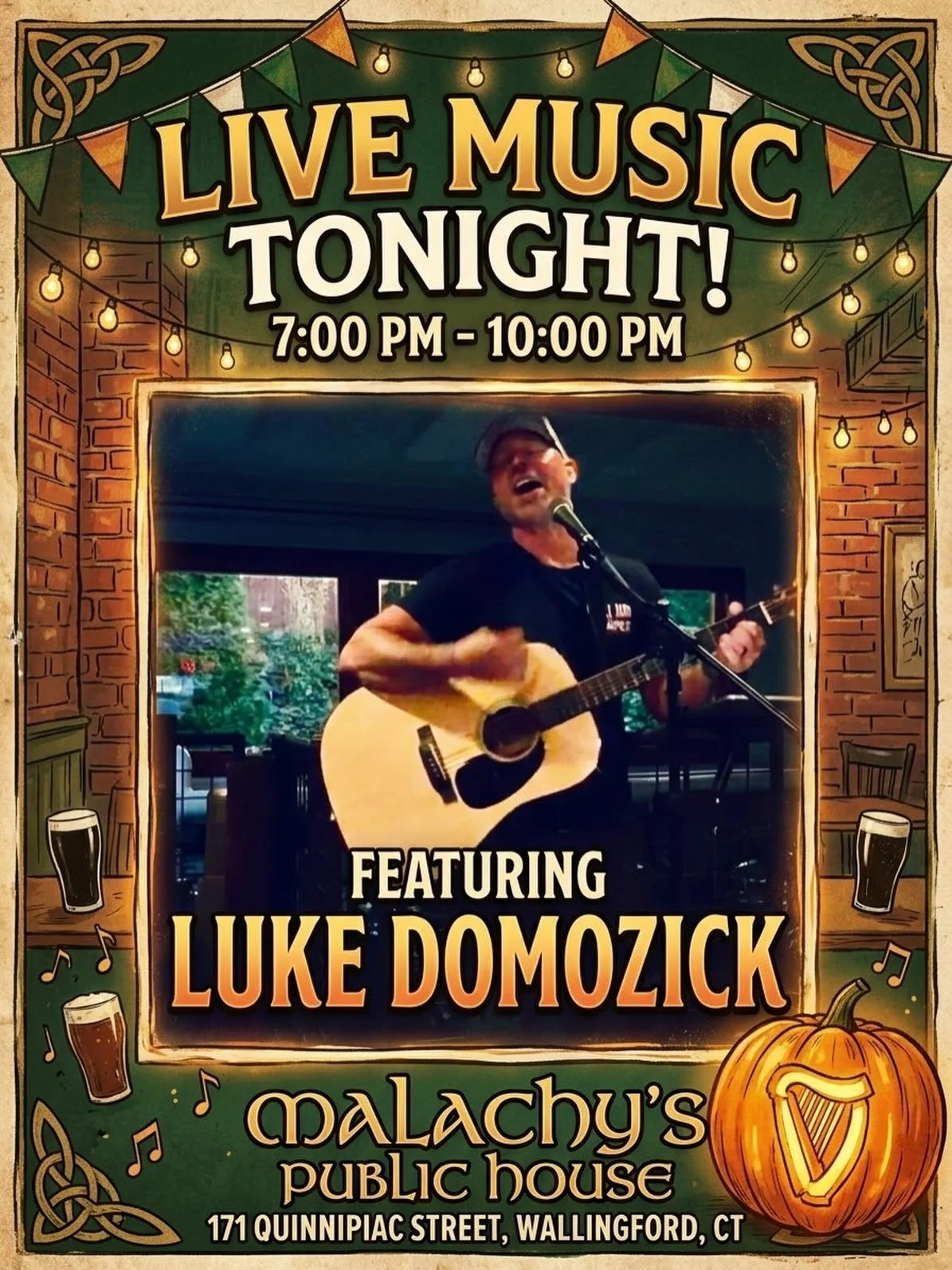 TONIGHT! Live at 7 Luke Domozick ☘️🍻🎃🎸