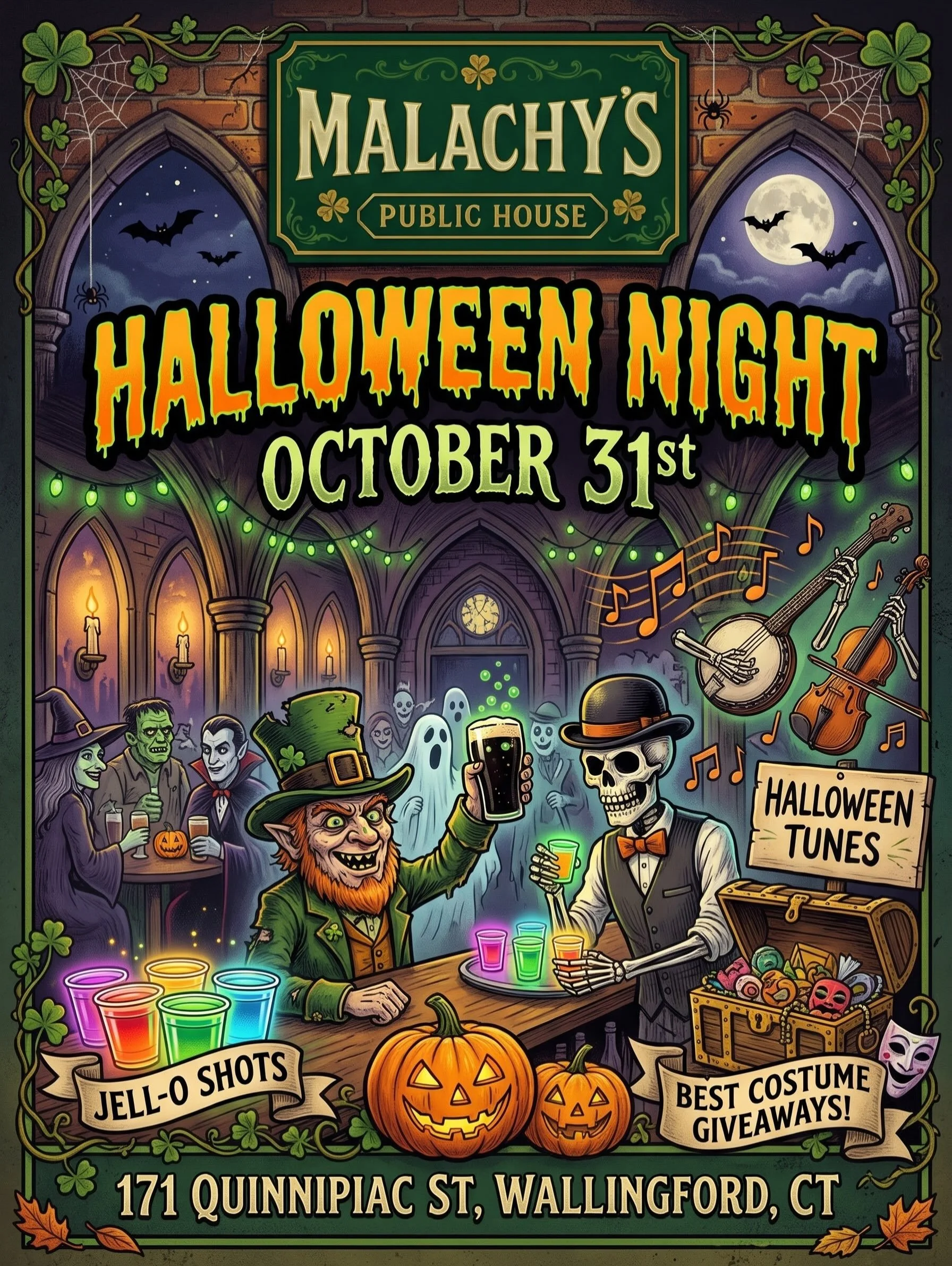 Halloween Night! Join us for Jell-o shots, Best costume giveaways, and Halloween Tunes all Night! 🇮🇪☘️🎃👻🍻