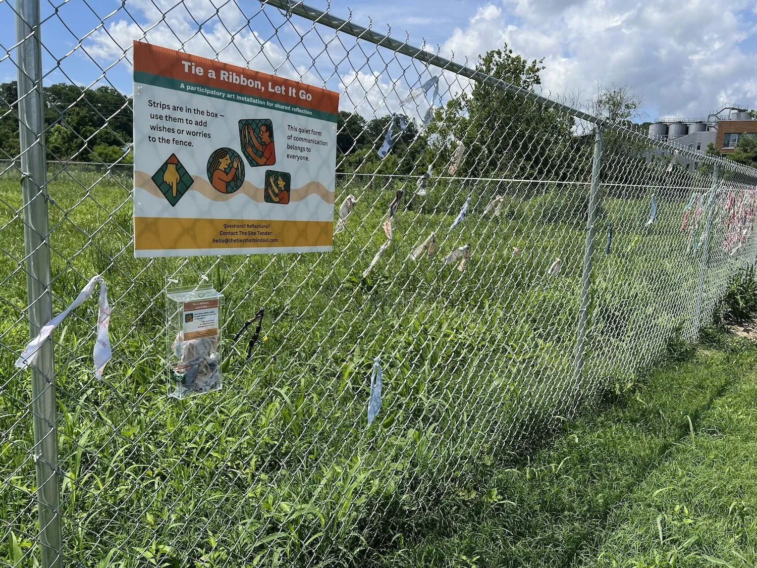Arrived to find that passersby are engaging with the fence installation.