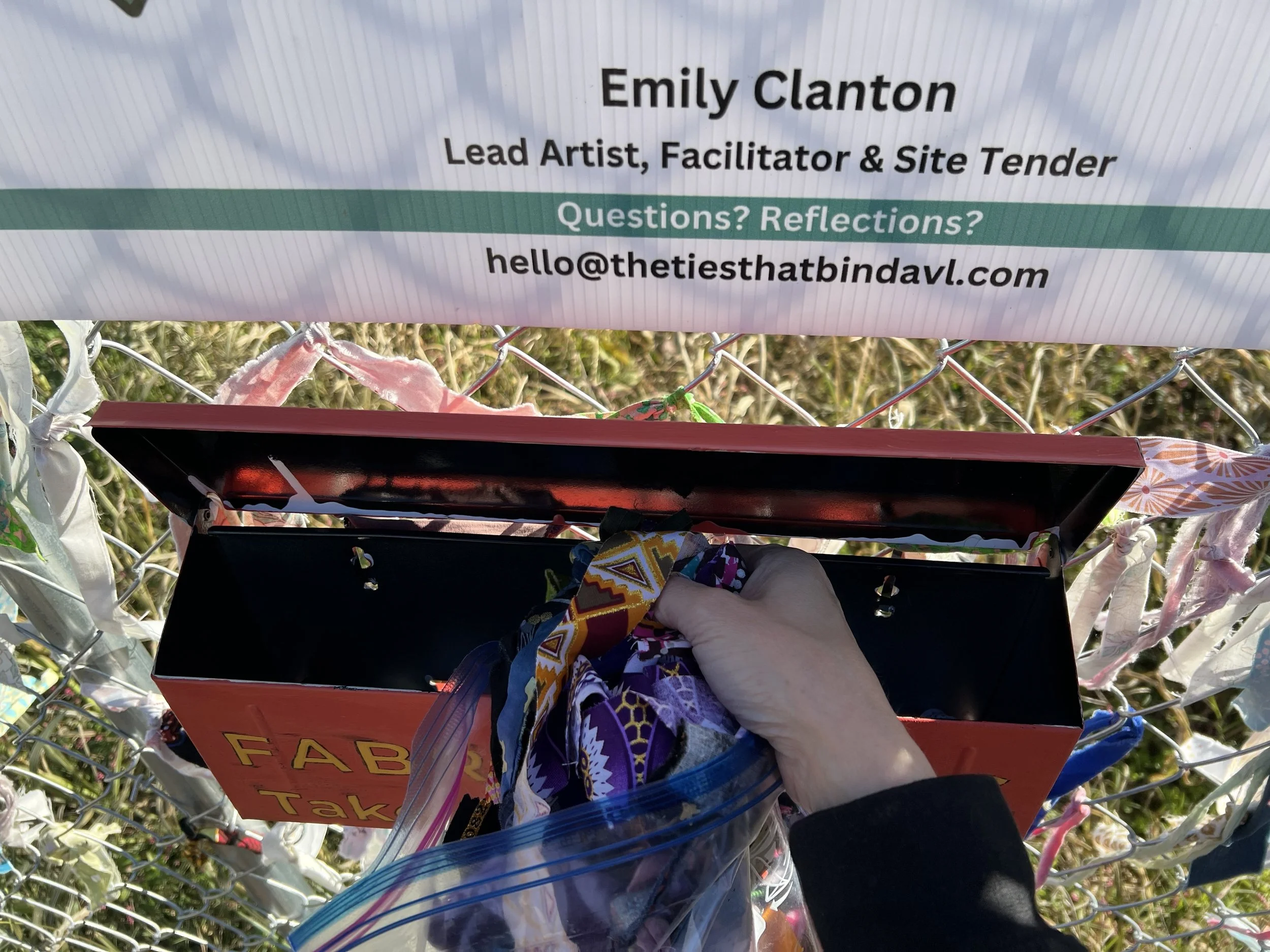 Fabric strips replenished during routine maintenance near end of artist-led phase.