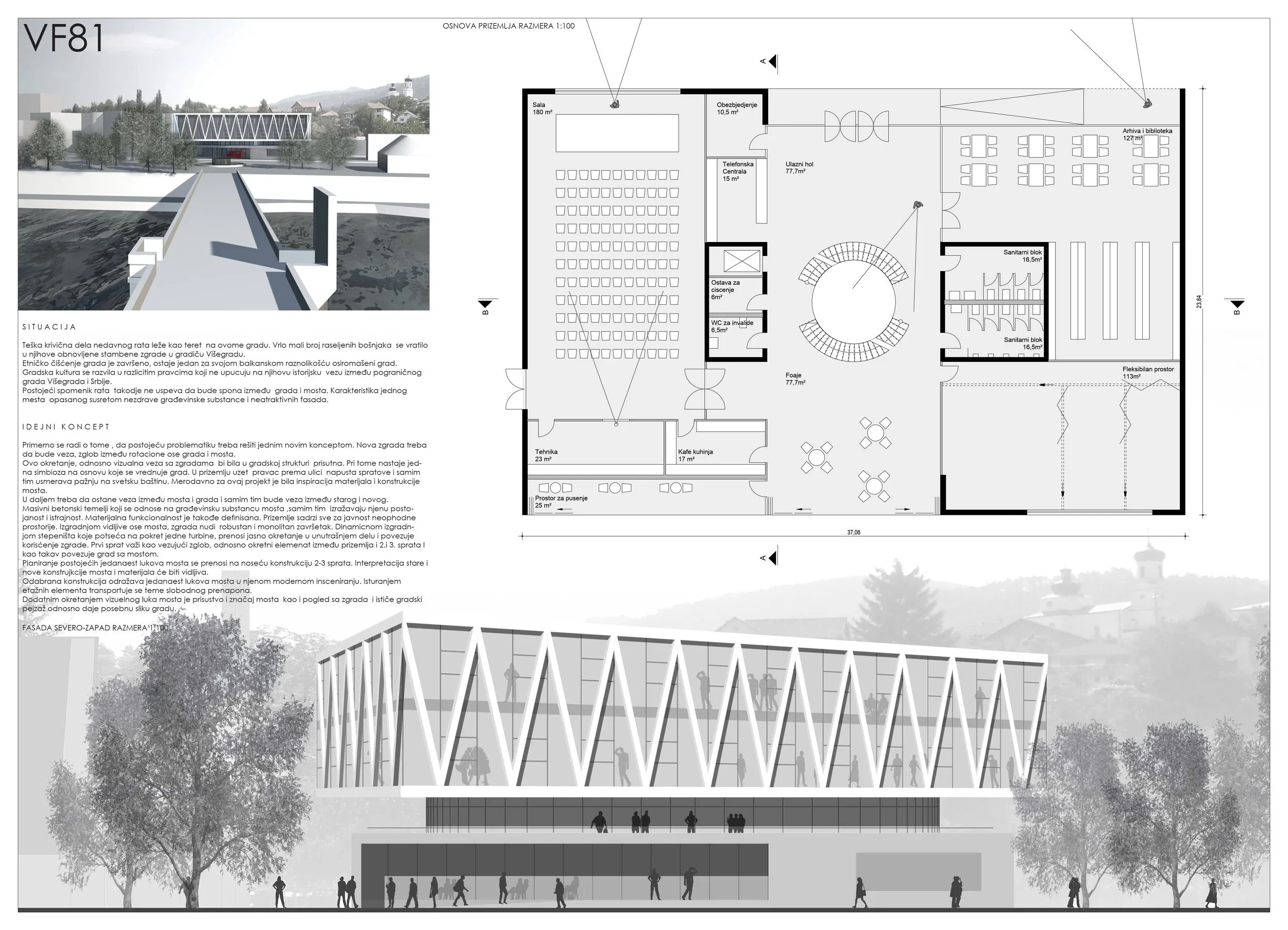 Grundriss und Ansicht Architekturwettbewerb Vizegrad