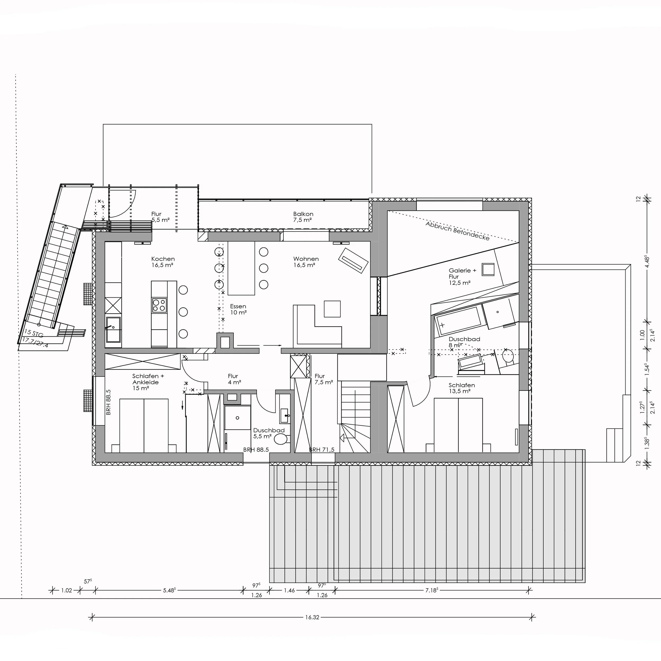 Grundriss Obergeschoss mit Realisierung einer Einliegerwohnung