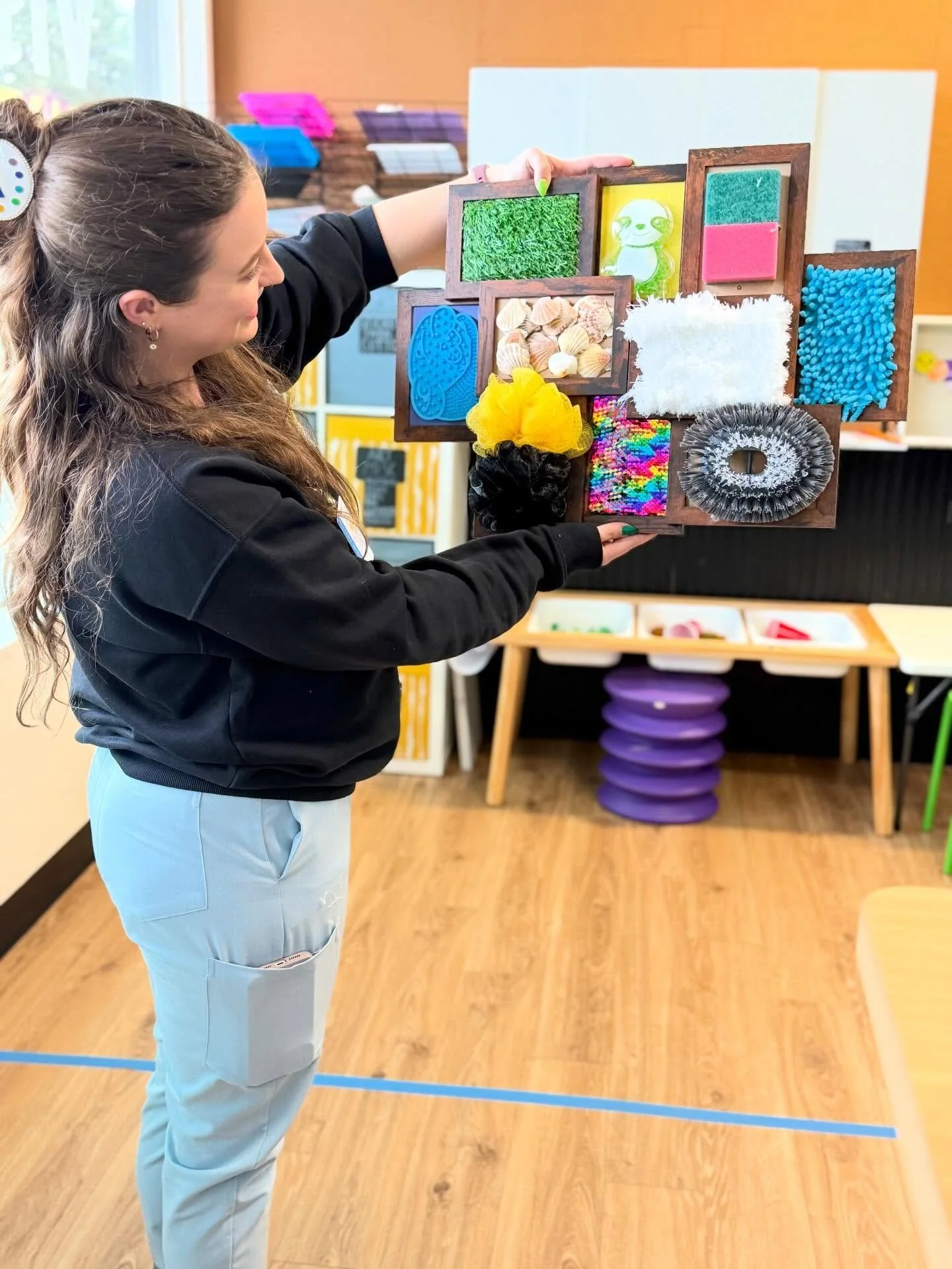 Did you know ALL VITA therapists have a special set of skills? 💕✨🥰 We continue to build an organization where those skills are fostered, supported, honored, and encouraged! 🙏 Shout out to Dr. Hay who made this sensory wall from scratch! (How OT of