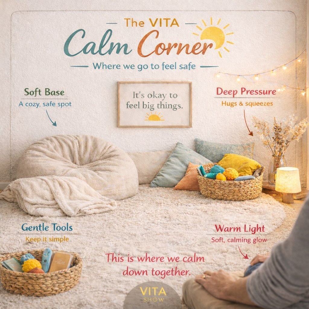 Calm Corners! We love them so much we made a whole podcast episode showing you exactly how to set one up + actually use it 🤍

Tune into The Vita Kids Show on iTunes, Spotify, or wherever you listen to you podcasts + go build yours 🫶