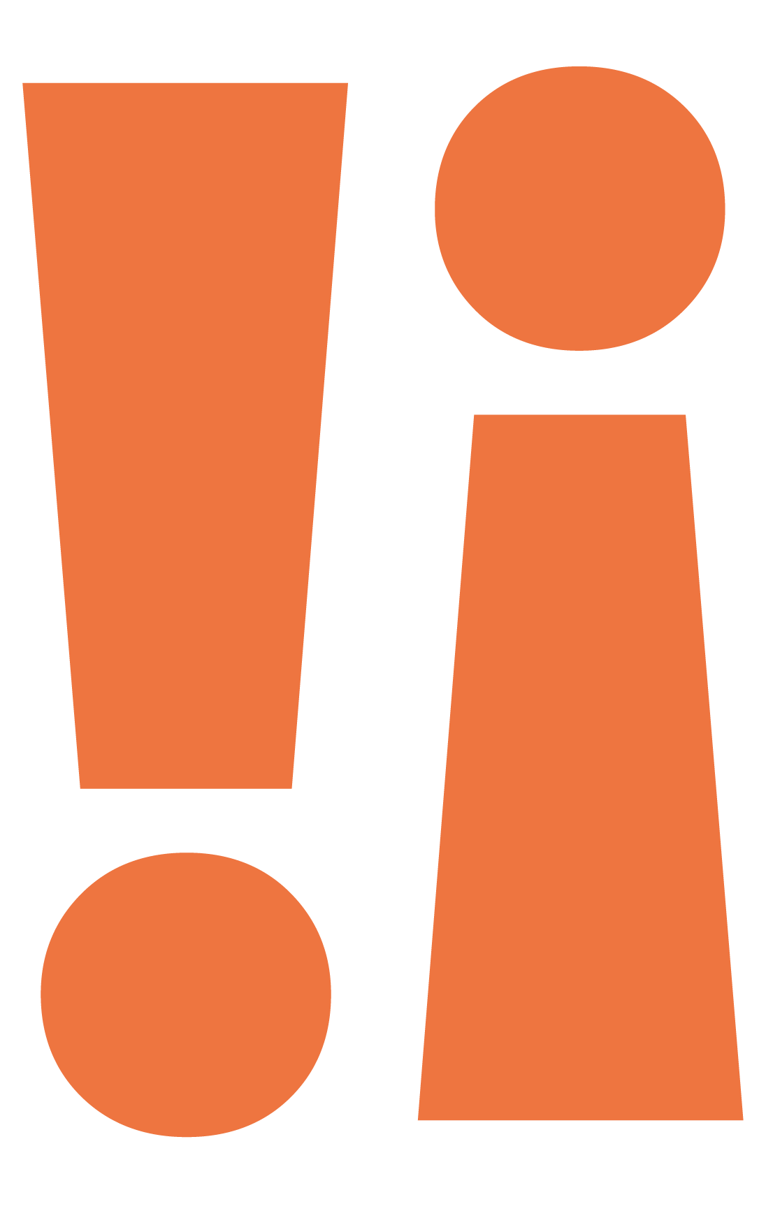 Two decorative exclamation points, one right side up next to an upside down one.