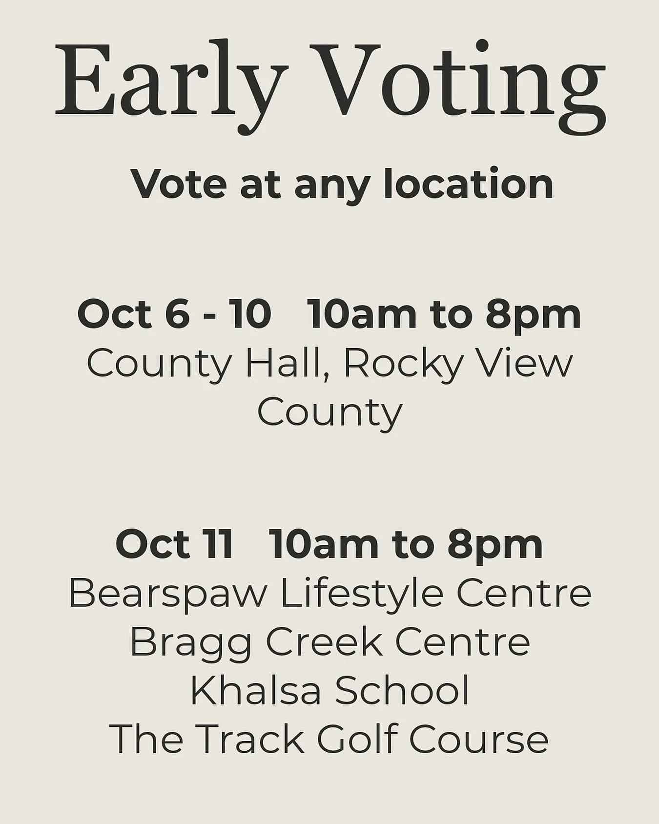 Early voting opens today! Anyone in the county can vote this week at the County Hall in Balzac. If you will be out of town later this month, swing by the County Hall and cast your vote before you go. 

Vote Alison Whiting for Division 3. 

#votealiso