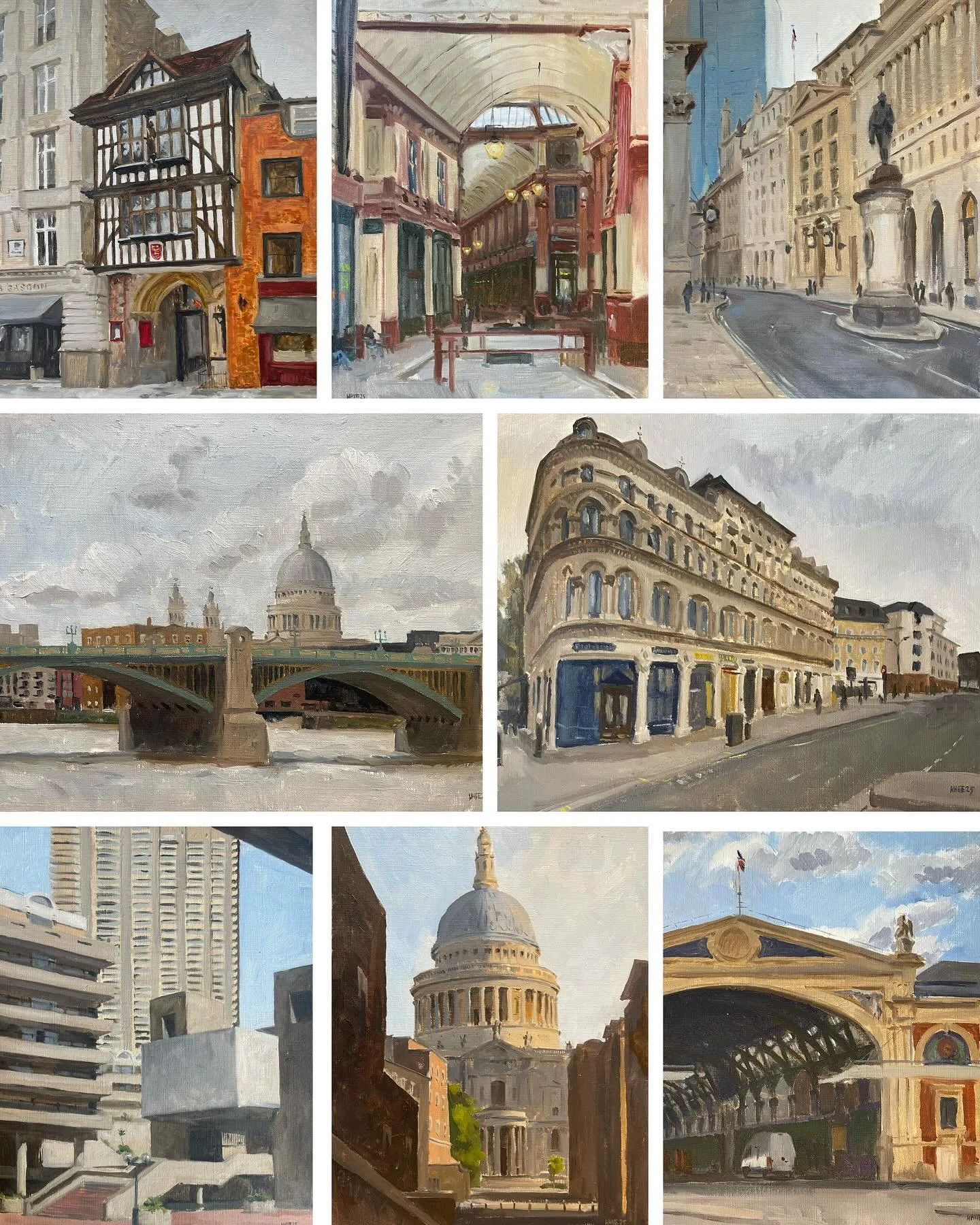 The City Series! (Link in bio) I&rsquo;m happy to share my latest series of paintings from around the City of London. 11 paintings from the Square Mile. I&rsquo;ve always loved the jumble of architecture in this area of London and the series goes fro