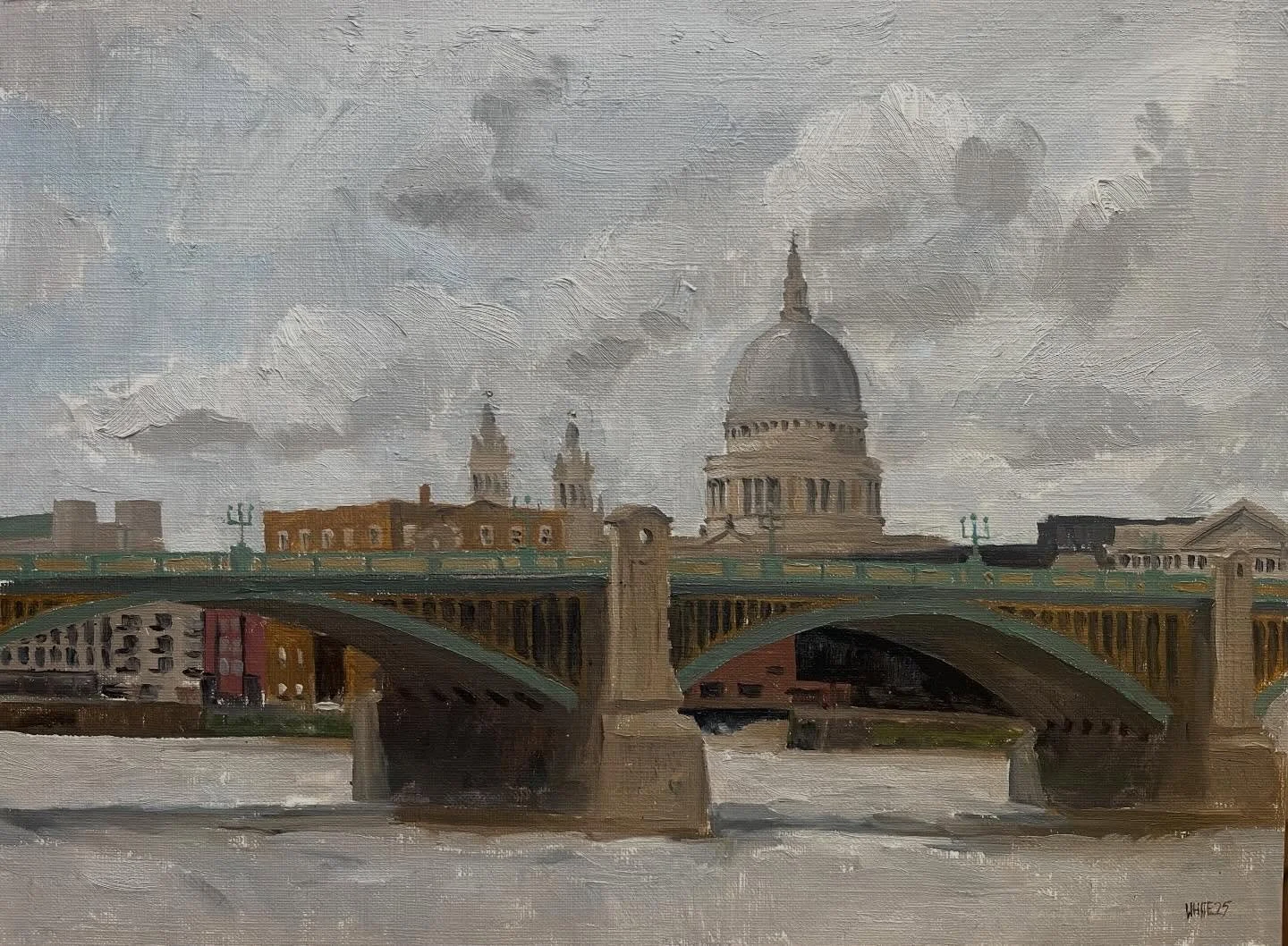 Blackfriars Bridge and St Paul&rsquo;s. *Available* Oil on paper, 9&rdquo; x 12&rdquo;

#pleinair #pleinairpainting #landscapepainting #cityscape #oilpainting #oilpaintings #landscapeart #sketchbook #painting #dailypainting #allaprima #thecity #cityo