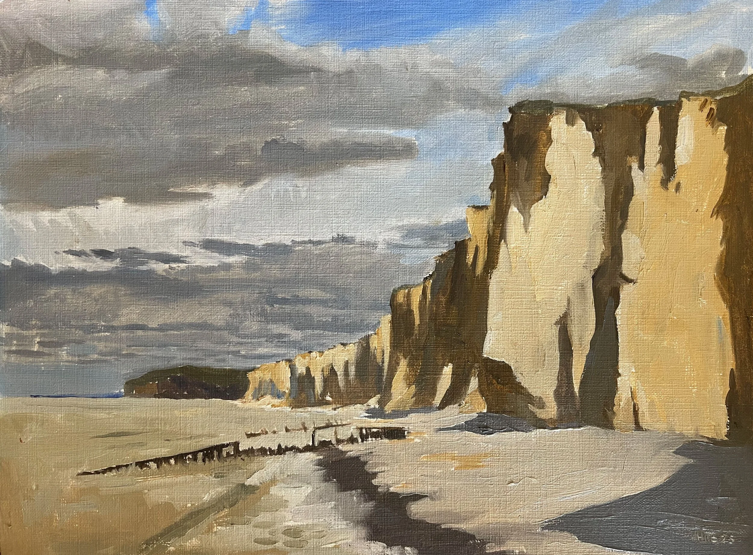 The Cliffs at Saint Aubin - Oil on paper