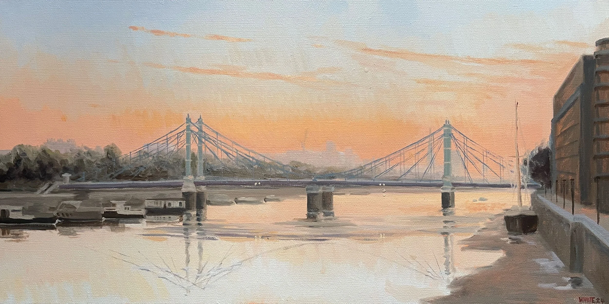 Albert Bridge Sunrise - Oil on canvas