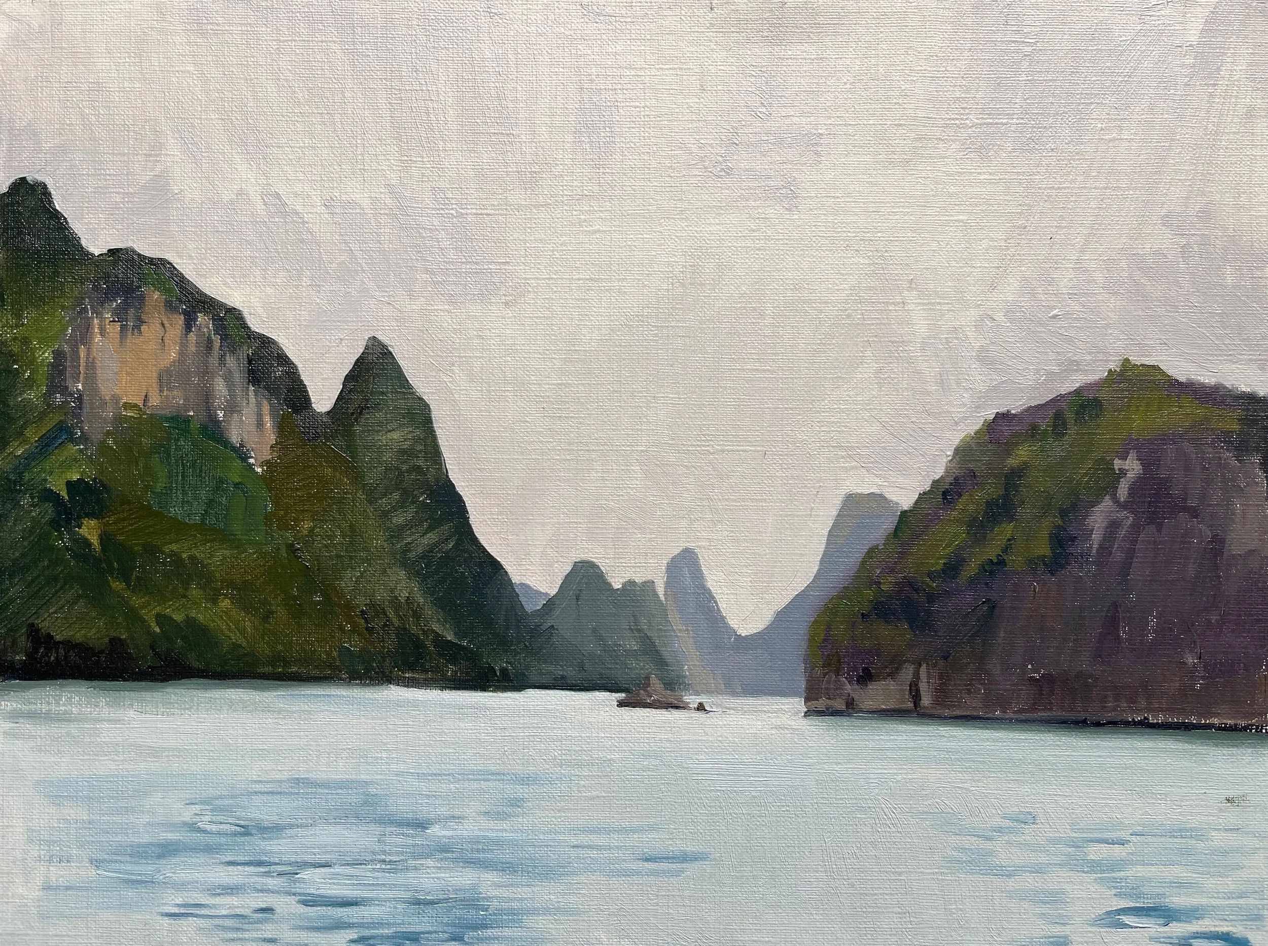 Through the Islets - Oil on paper