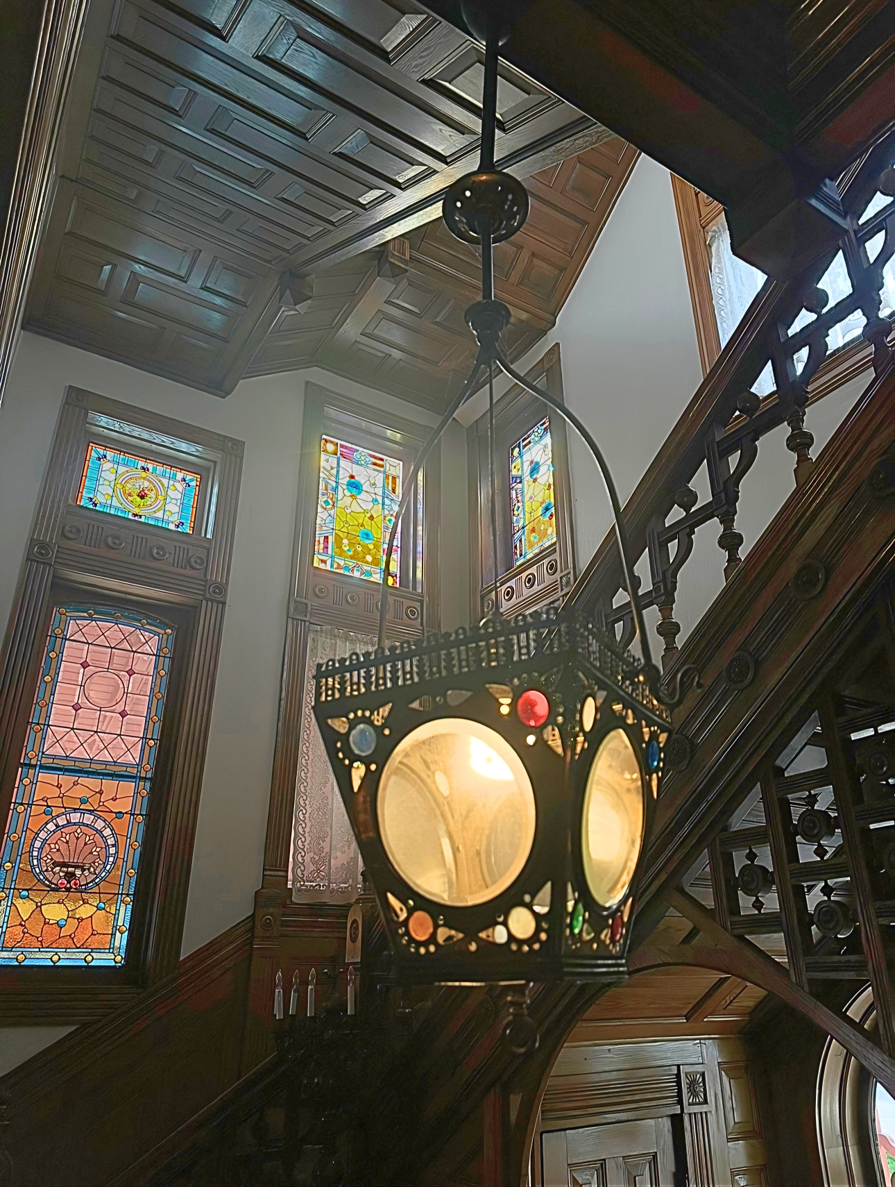 interior view of the George M. Curtis Mansion stairway