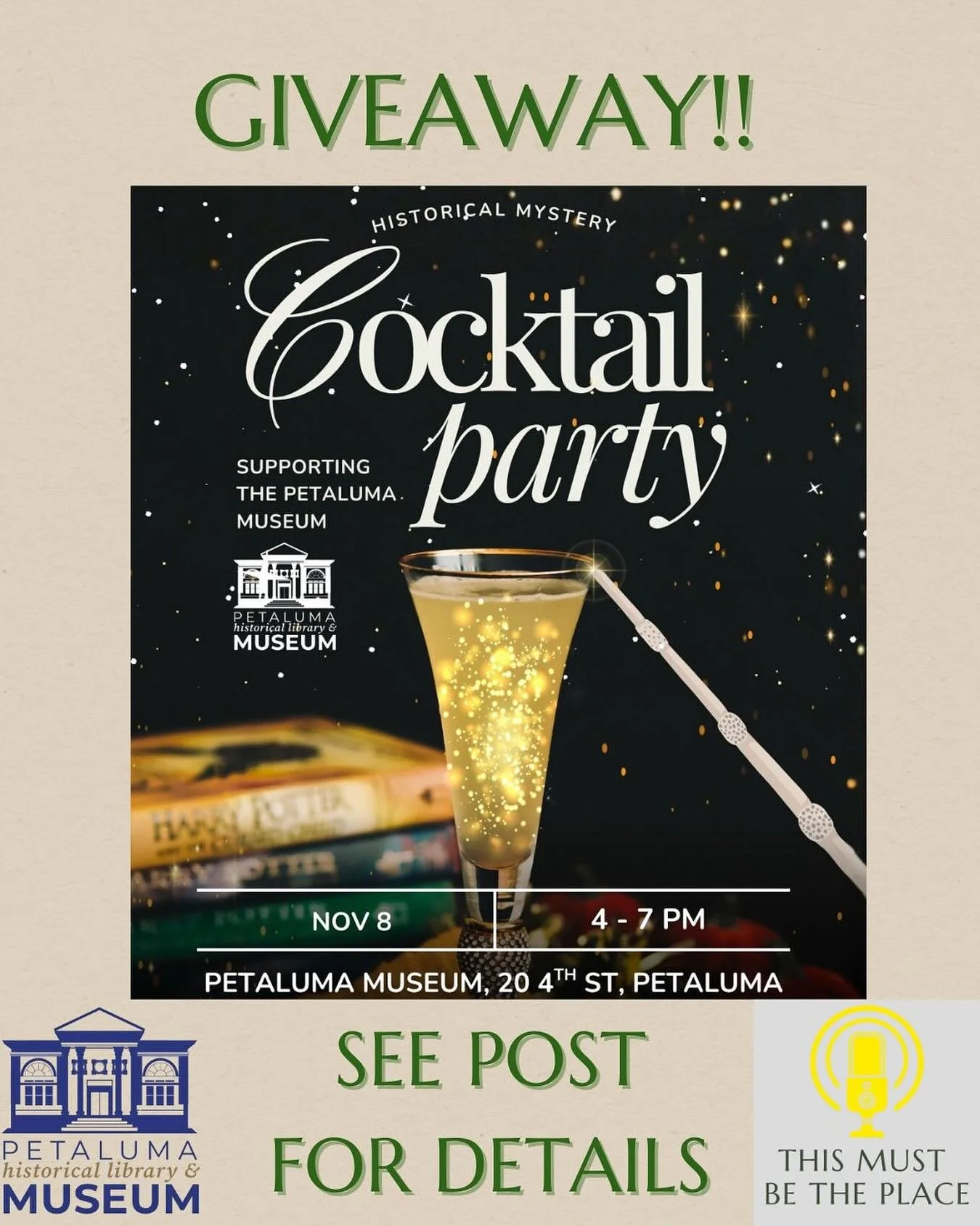 It&rsquo;s time for the first Pod Locally Giveaway!!

We couldn&rsquo;t be more excited to have partnered with the Petaluma Museum to offer two tickets to their Mystery at the Museum event THIS Saturday November 8th from 4-7pm.

This kick off to thei