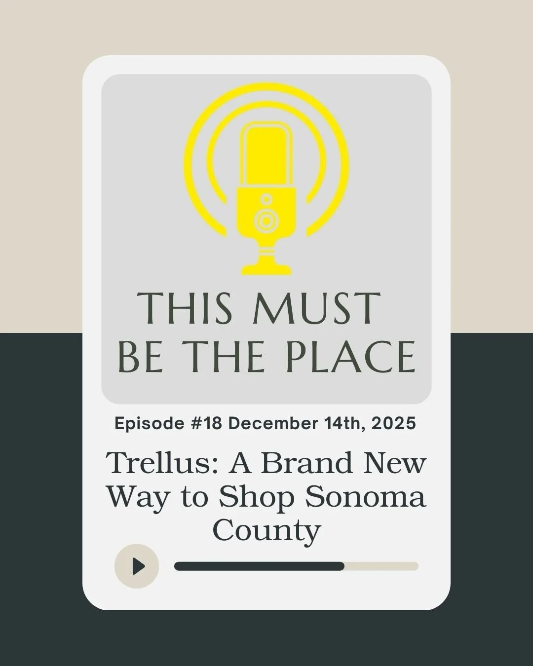 Episode 18 of &ldquo;This Must Be The Place&rdquo; is LIVE for your listening enjoyment.

With the holiday shopping rush underway, we wanted to catch up with CEO of @bytrellus which is a new service to Sonoma County offering same day delivery from so