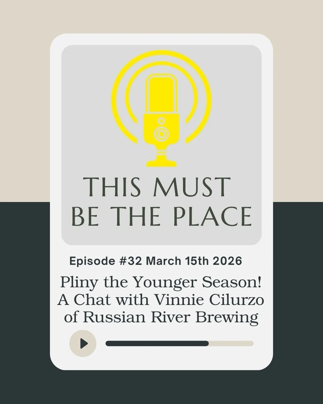 &ldquo;This Must Be The Place&rdquo; episode 32 is LIVE! 

We&rsquo;re about to enter Pliny the Younger release time and this episode is special to me, as I was a tour guide at Russian River&rsquo;s Windsor location years ago! In this episode, which 