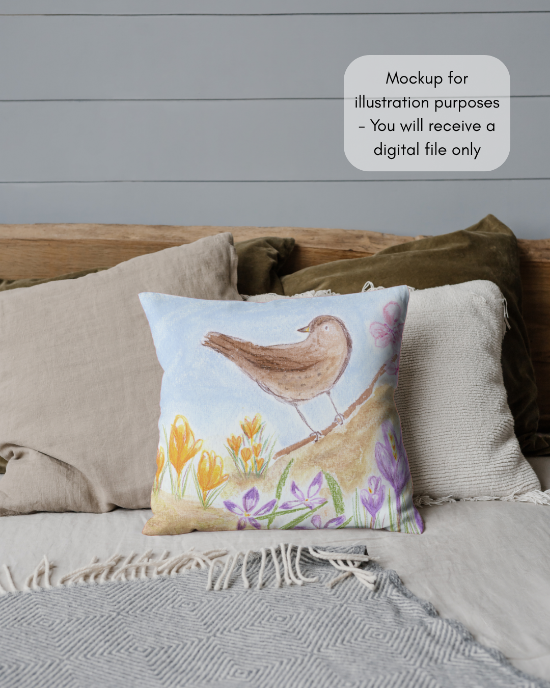 Cushion pillow mockup - Whistle Among The Flowers Digital Download - Rachel & Sarah