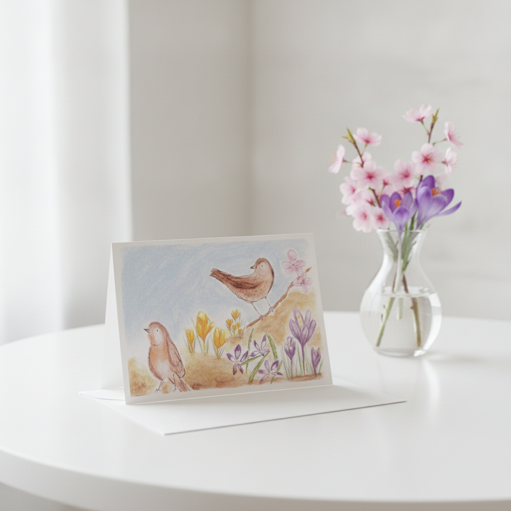 Greetings Card of "Whistle Among the Flowers" - Rachel & Sarah