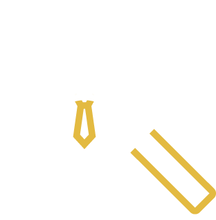 Icon of a person in a suit with a tie, viewed through a magnifying glass.