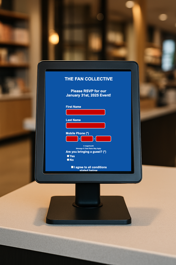 Digital kiosk with RSVP web form