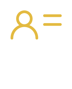 Person icon with text lines and an upward trending bar chart on a black background