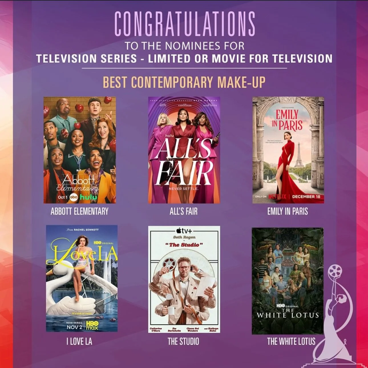 What a way to end the year! Thank you to all who voted. We&rsquo;re nominated!! @allsfaironhulu @muahs_awards @iatselocal706 

Our powerhouse of a makeup dept really served this season!

MU Dept Head - @k8biscoe 
Asst. Dept Head - @t_airuhhh 
Key MU 