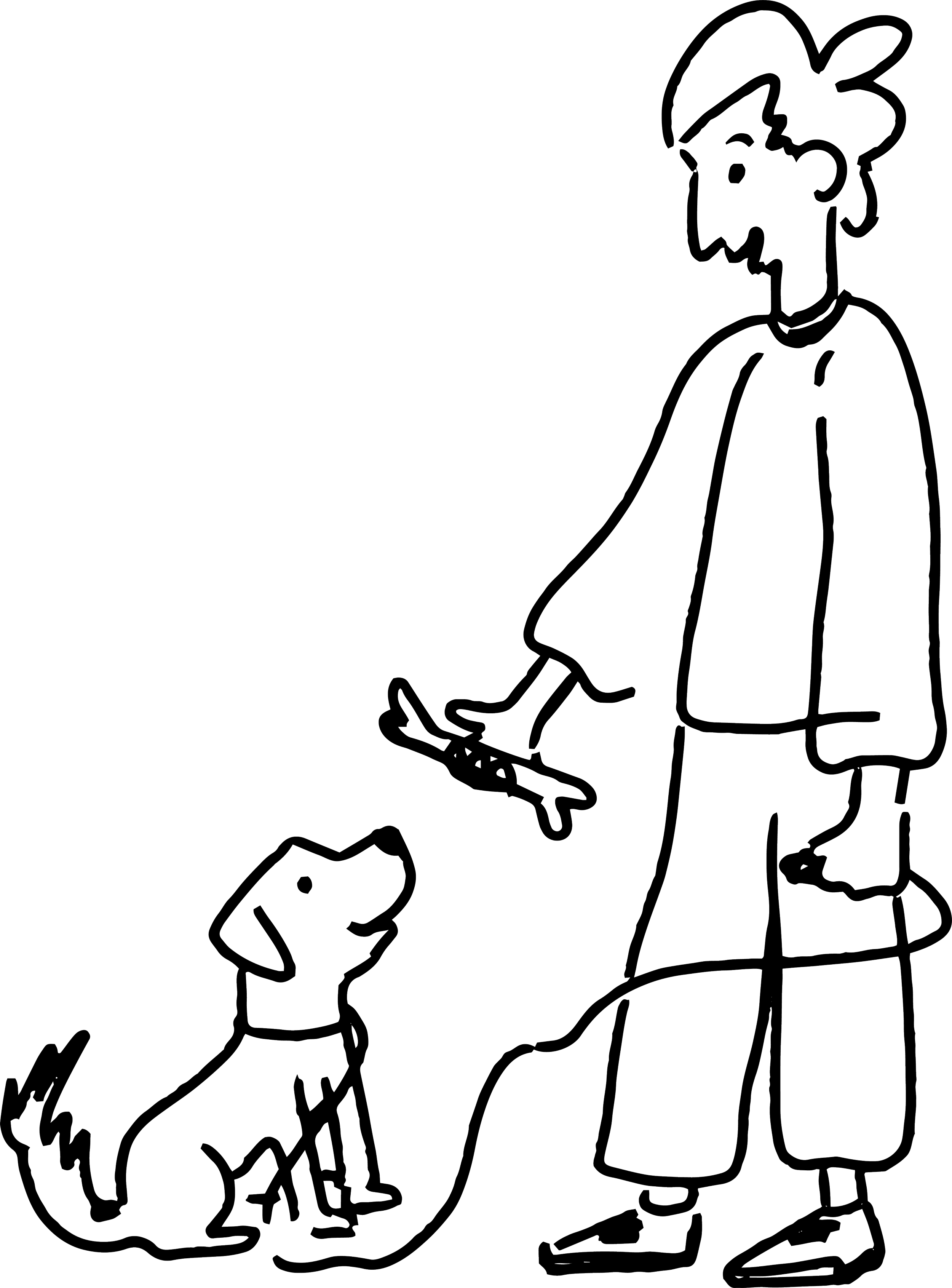 Illustrazione di una donna che porge un giocattolo al cane